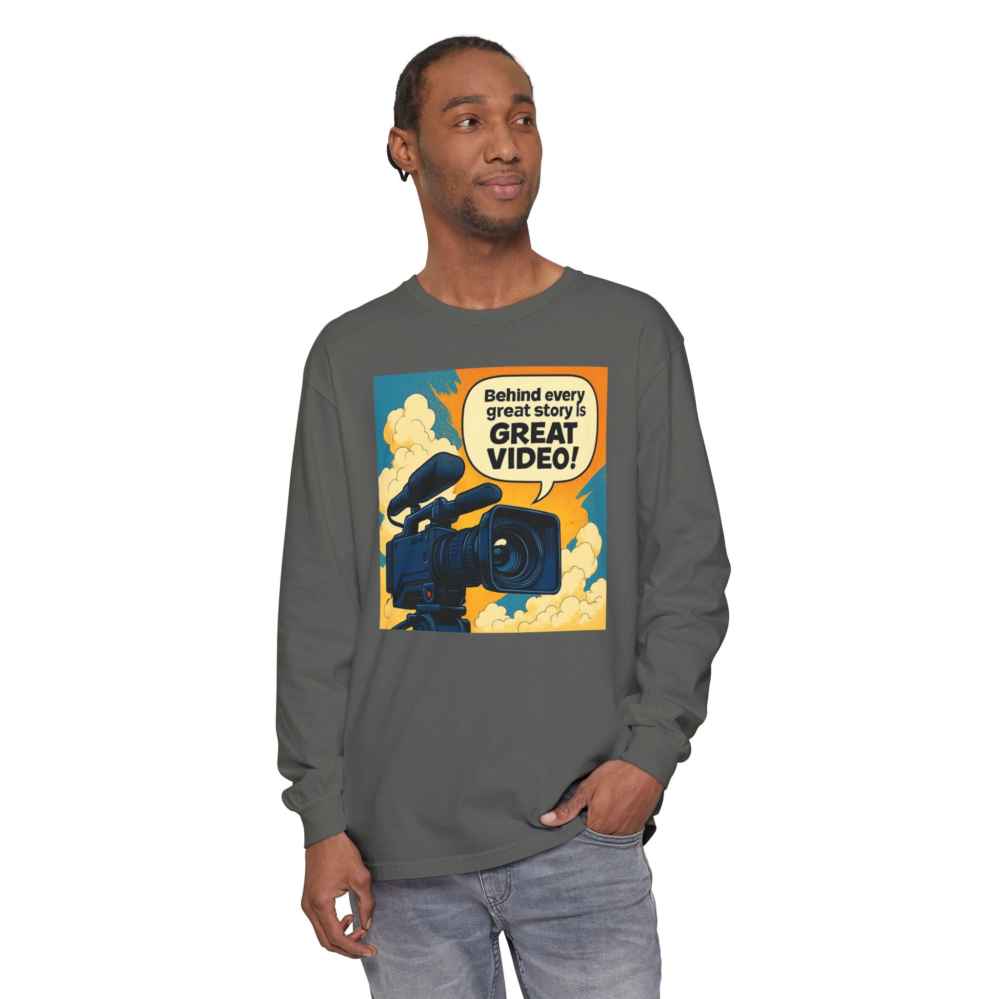 TV News Videographer  Long Sleeve T-Shirt, Great Video Gift, Media Production Apparel, Perfect for Filmmakers, Storyteller Style