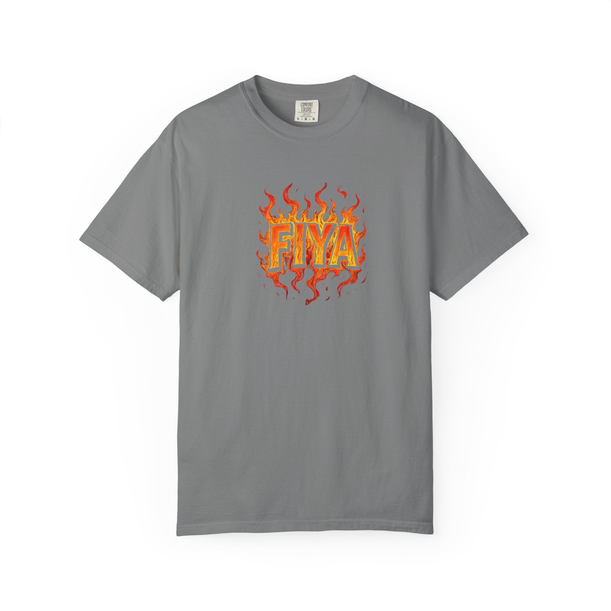 FIYA Flame Graphic T‑Shirt — Retro Fire Lettering Tee (Original Art)