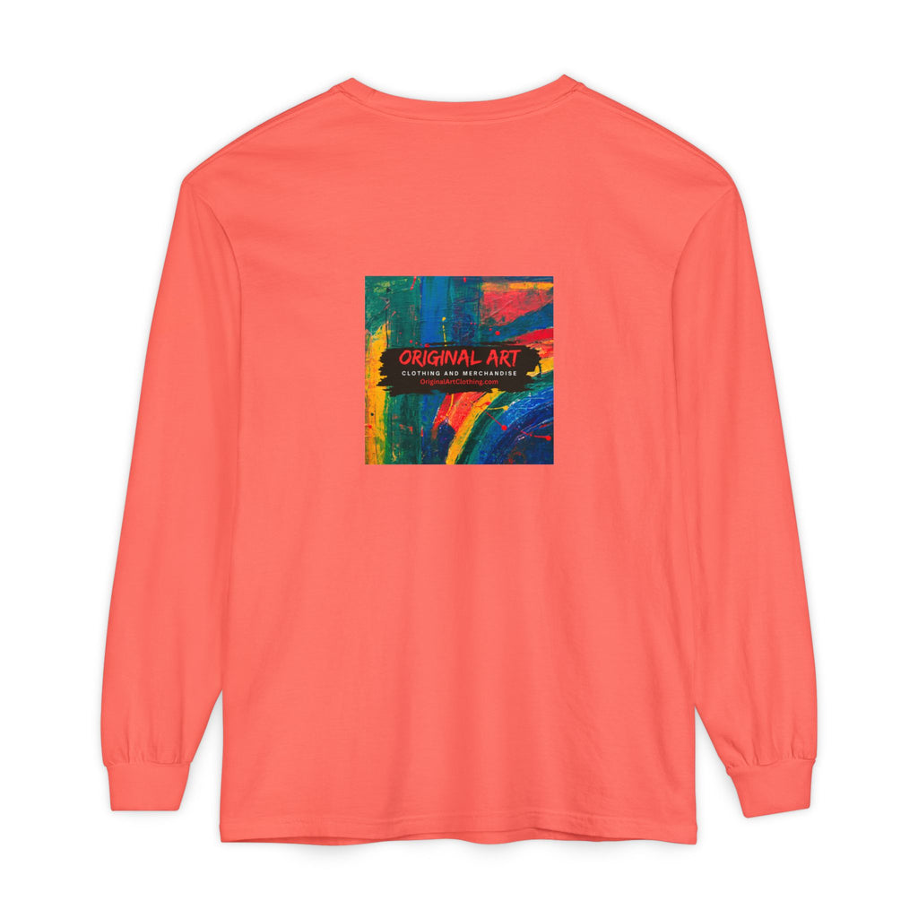 Teacher Long Sleeve T‑Shirt — “I teach. I help small humans become big thinkers.” with Colorful Original Art on Back