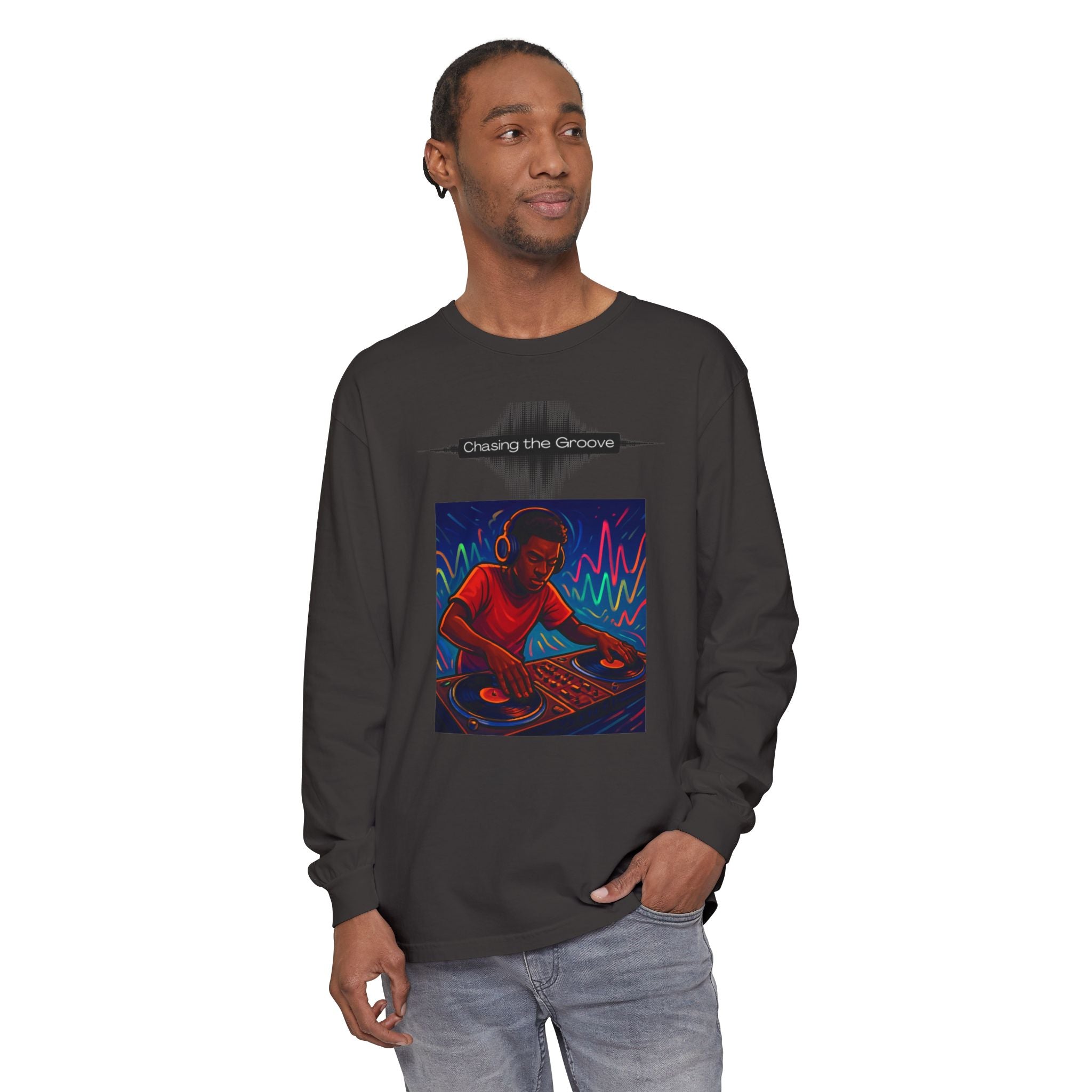 "Chasing the Groove" Long Sleve T-Shirt  Minimal Front + Original Art Back