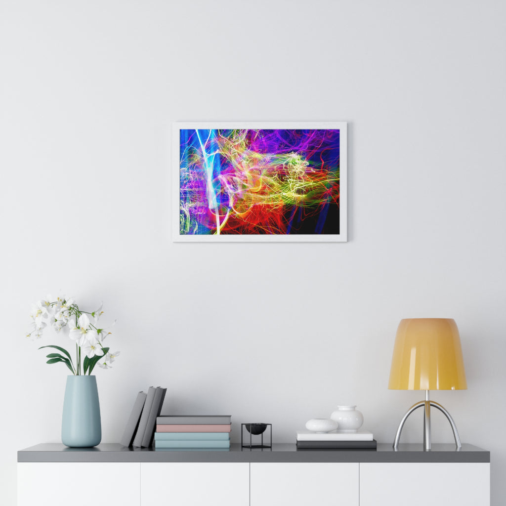 Abstract Light Painting Photography Framed Poster — Vibrant Colorful Wall Art