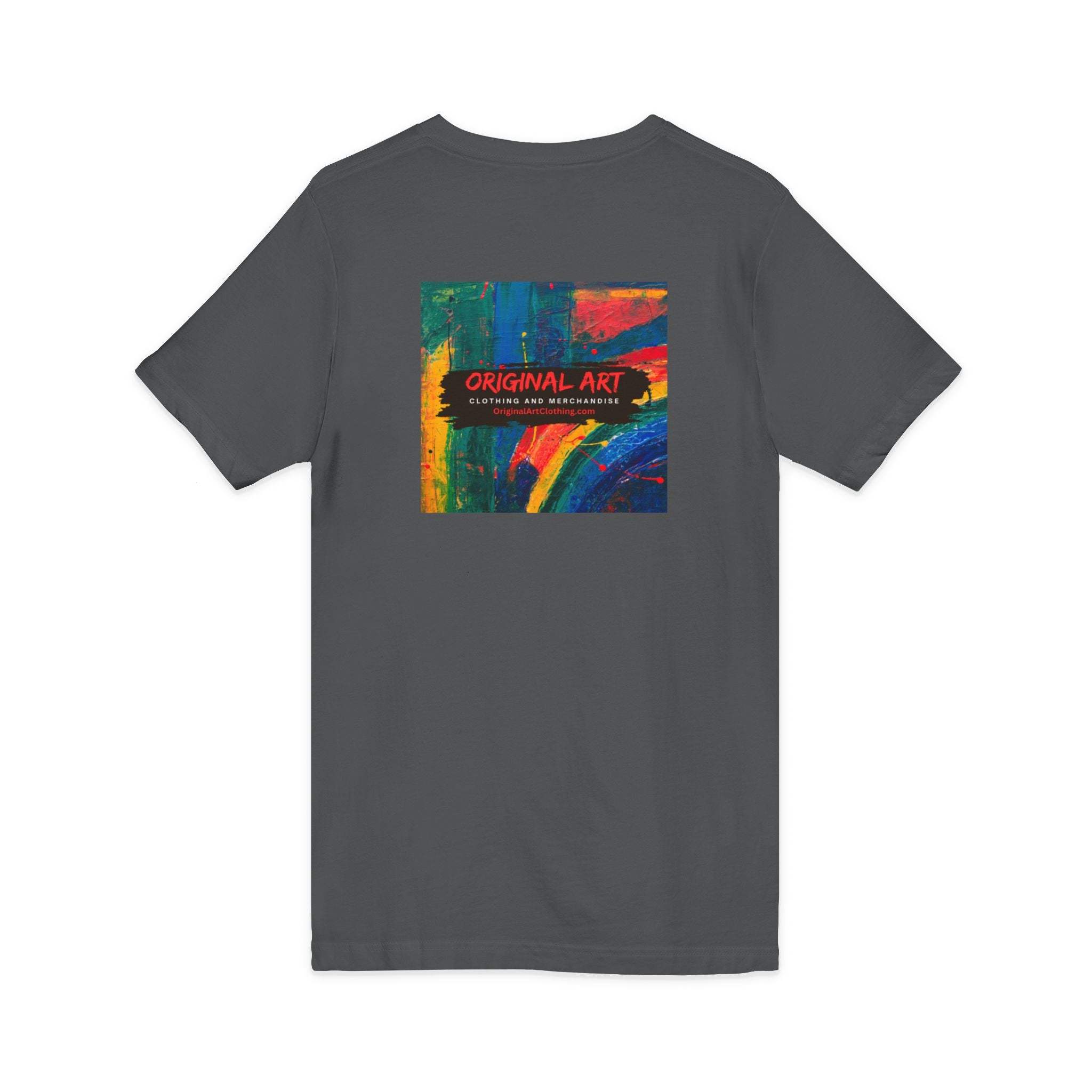 'Fancy" Colorful V-Neck Tee — 'Fancy' Front Script & Original Art Back