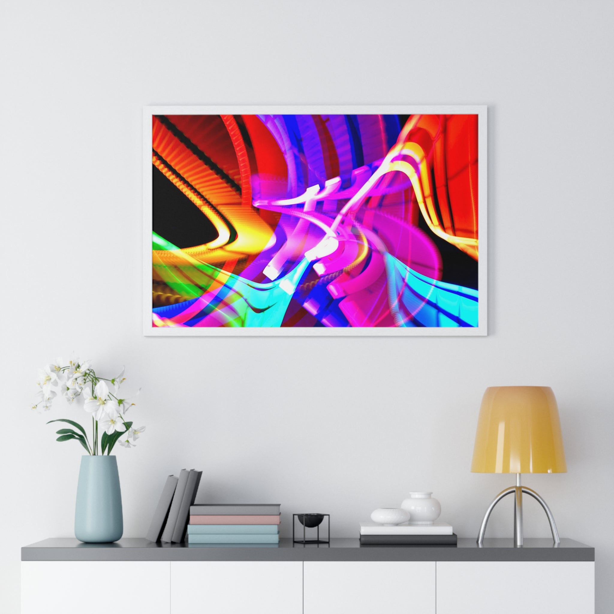 Original Light Painting Photograph Framed Colorful Wall Art