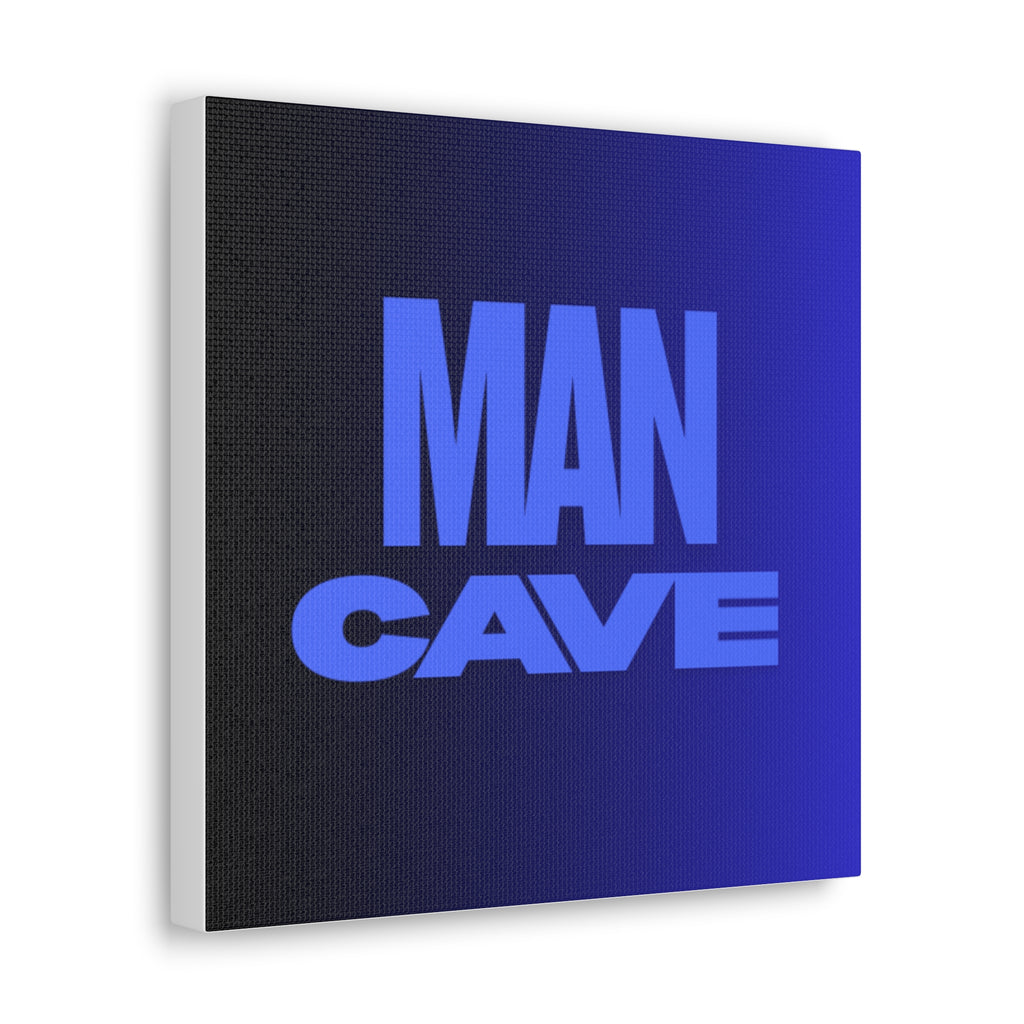 Man Cave Canvas Wall Art — Bold Blue Typography Home Decor