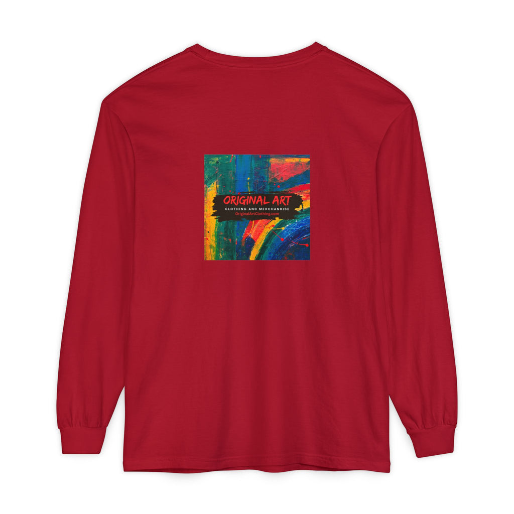 Teacher Long Sleeve T‑Shirt — “I teach. I help small humans become big thinkers.” with Colorful Original Art on Back