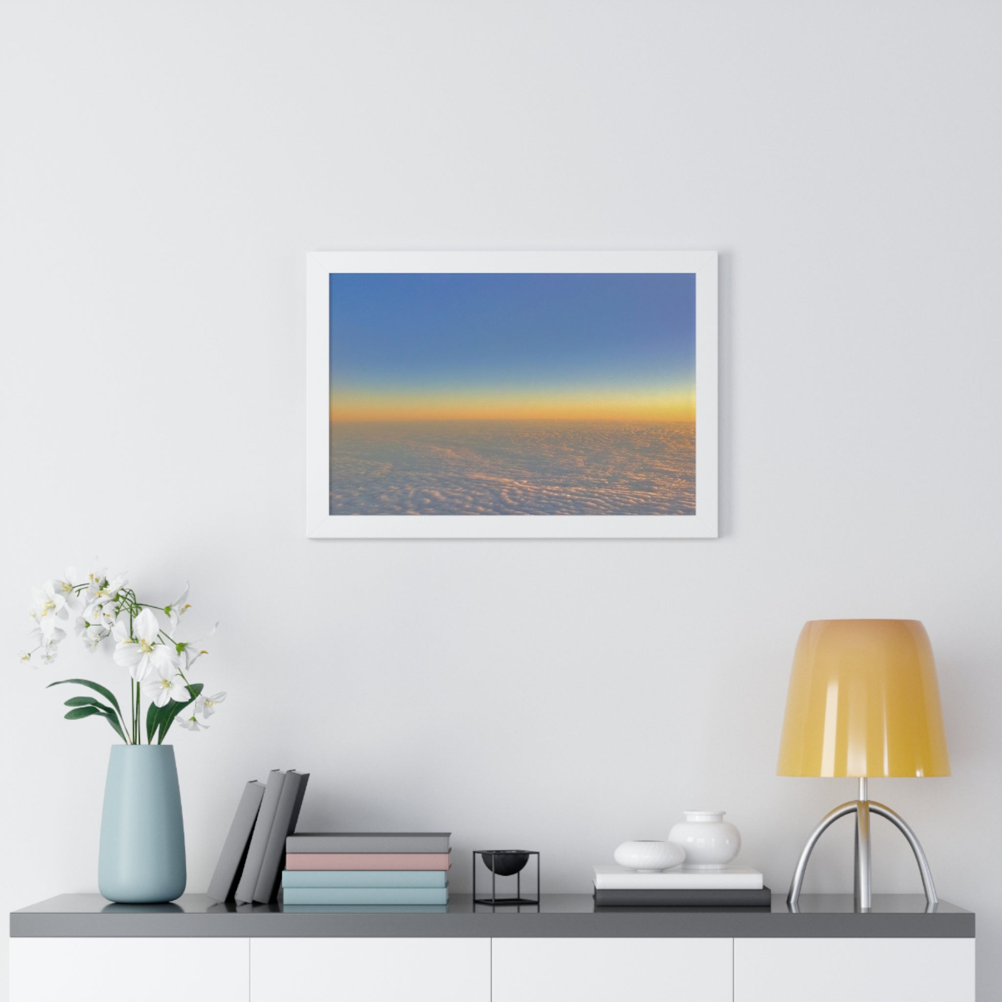 Sunset Over Clouds Framed Horizontal Poster