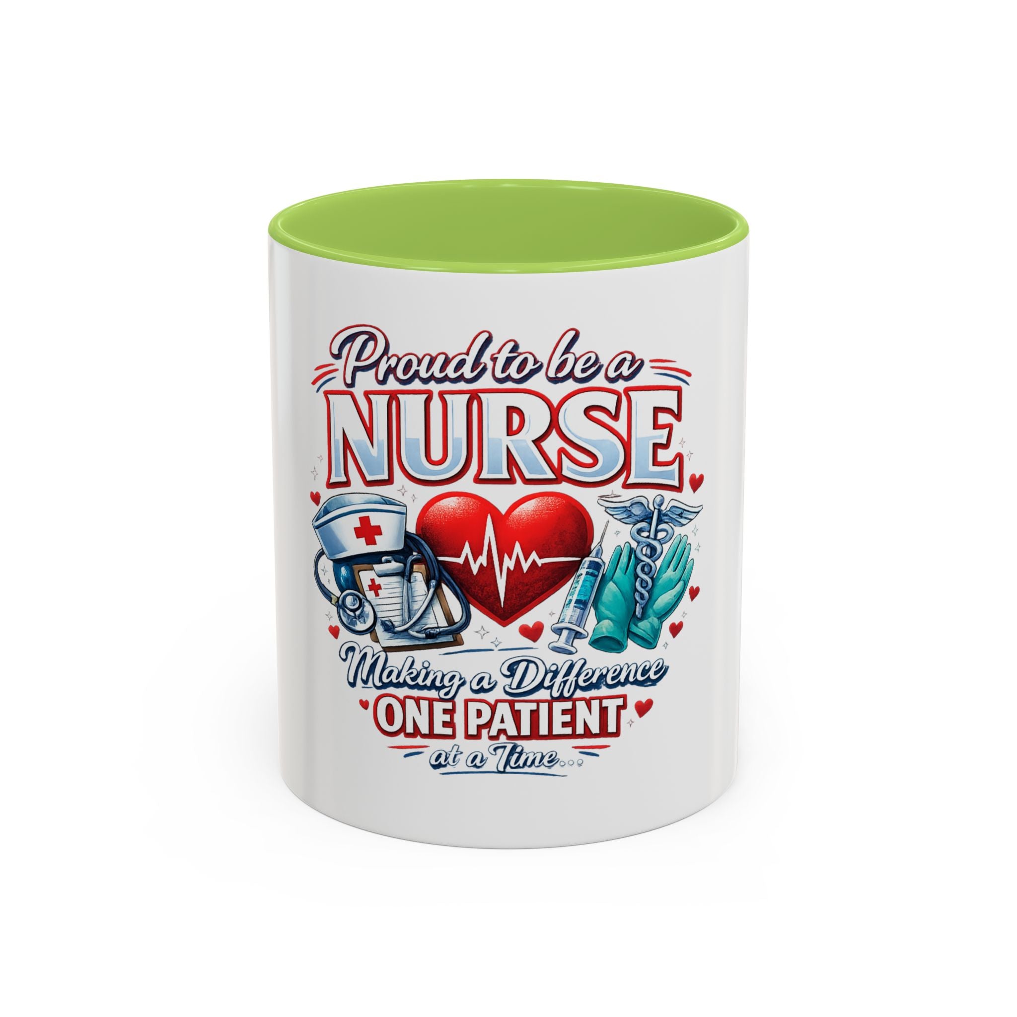 Proud to Be a Nurse Accent Coffee Mug — "Making a Difference One Patient at a Time" (11/15oz)