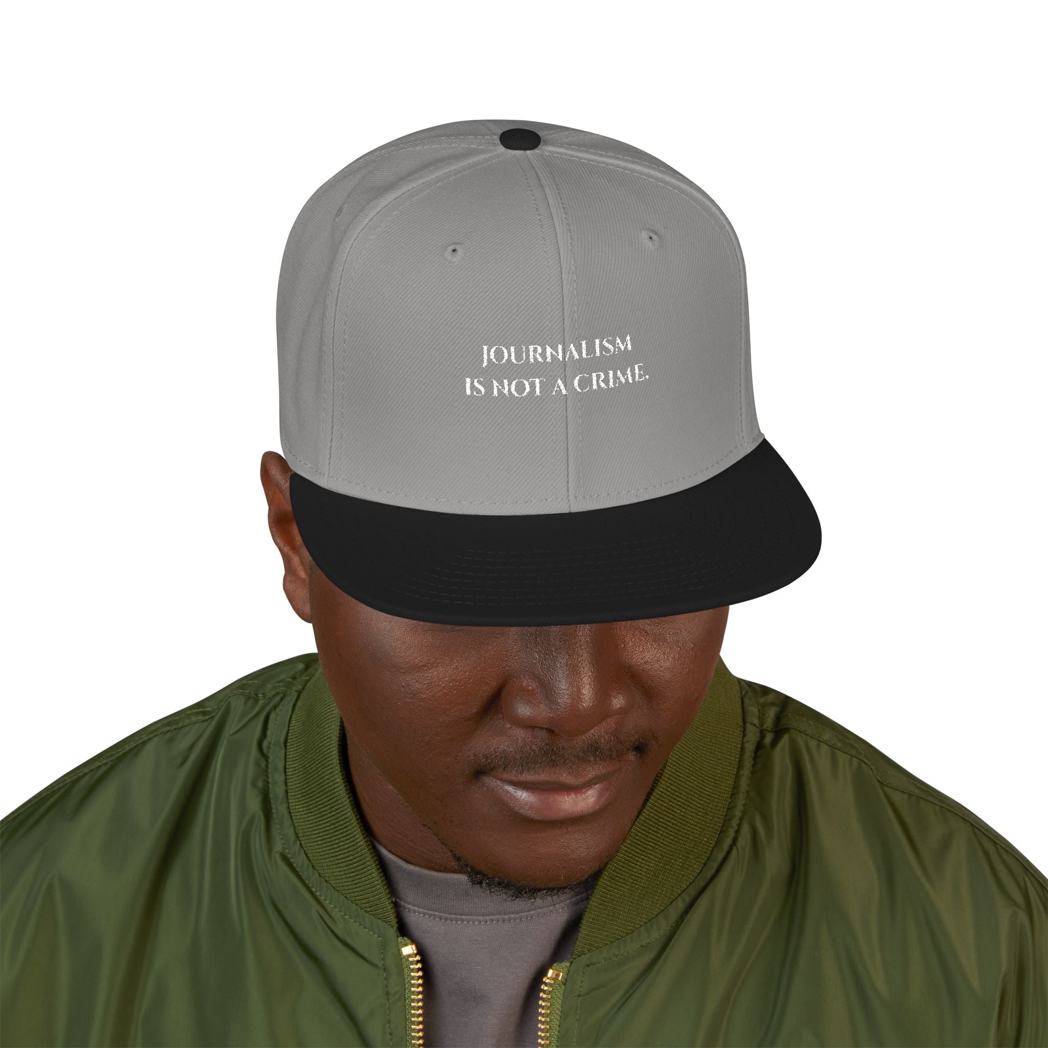 "Journalism is not a Crime" Embroidered Snapback Hat —
