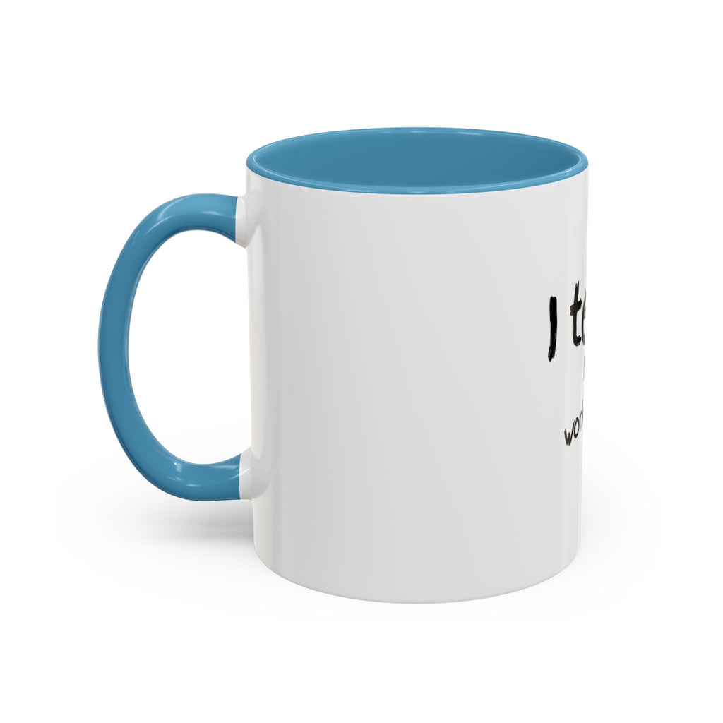 Teacher Coffee Mug — "I teach. It's a work of heart." Accent Black-Trim Mug (11/15oz)