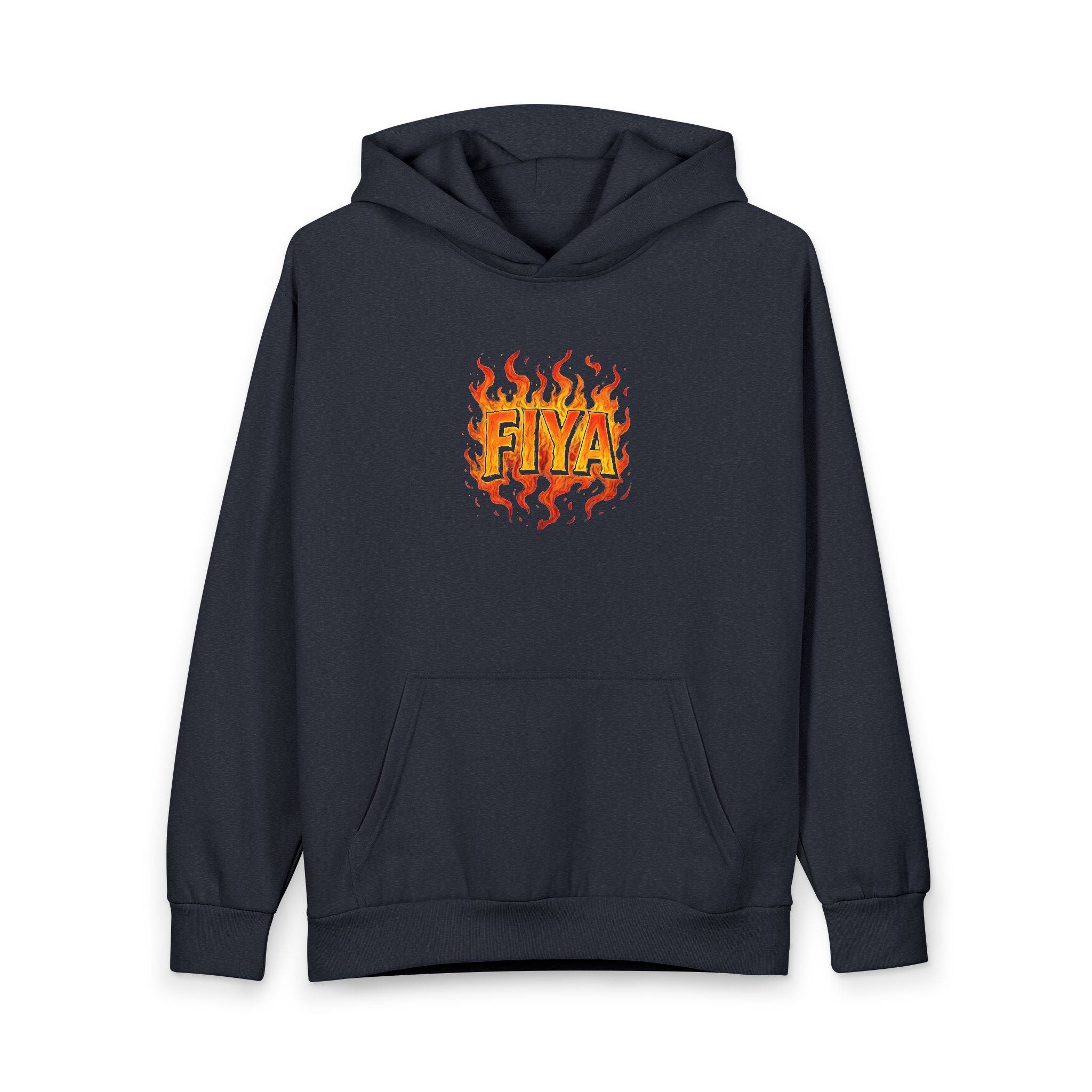 "Fiya" Flame Hoodie — Graphic Streetwear Pullover with 'FIYA' Fire Logo