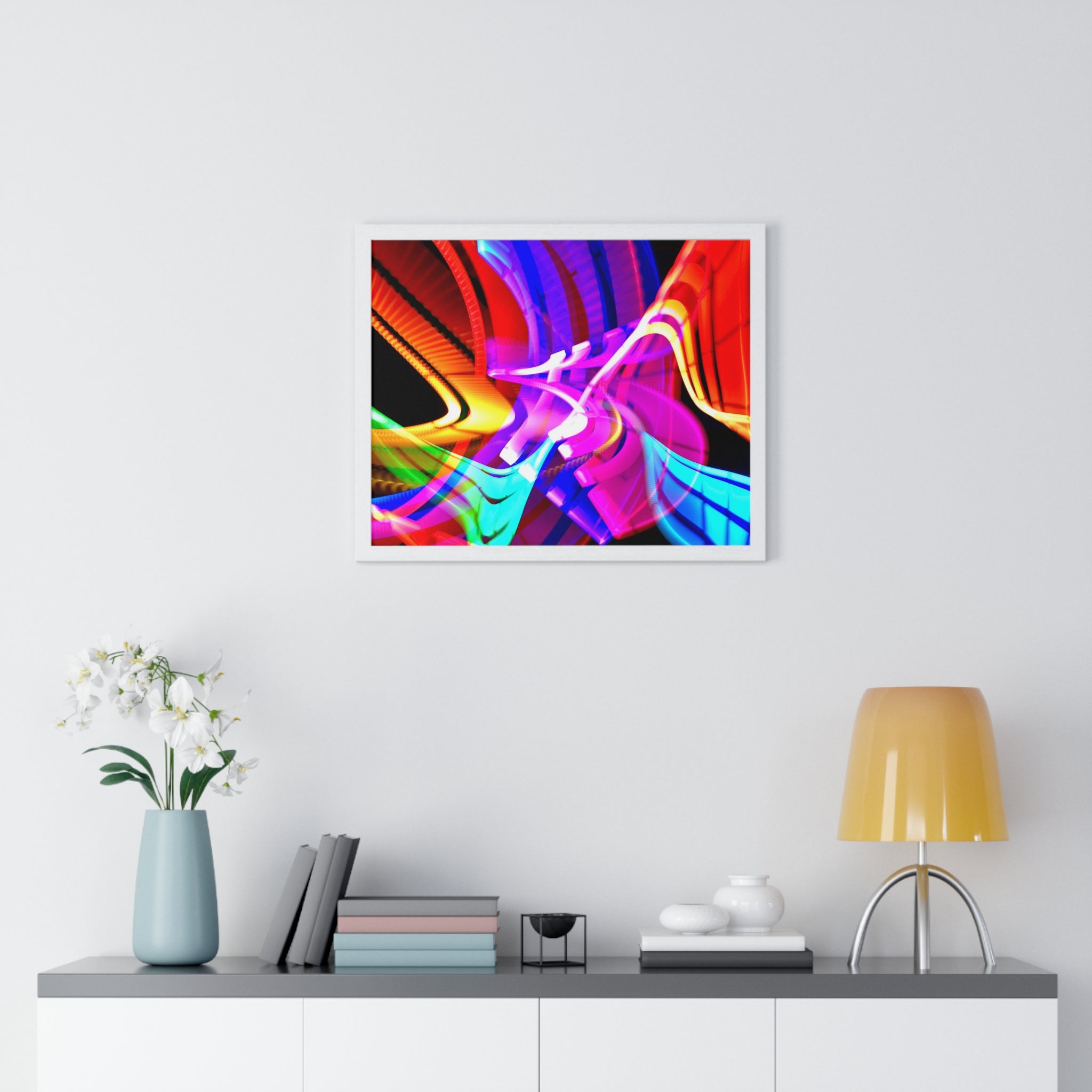 Original Light Painting Photograph Framed Colorful Wall Art