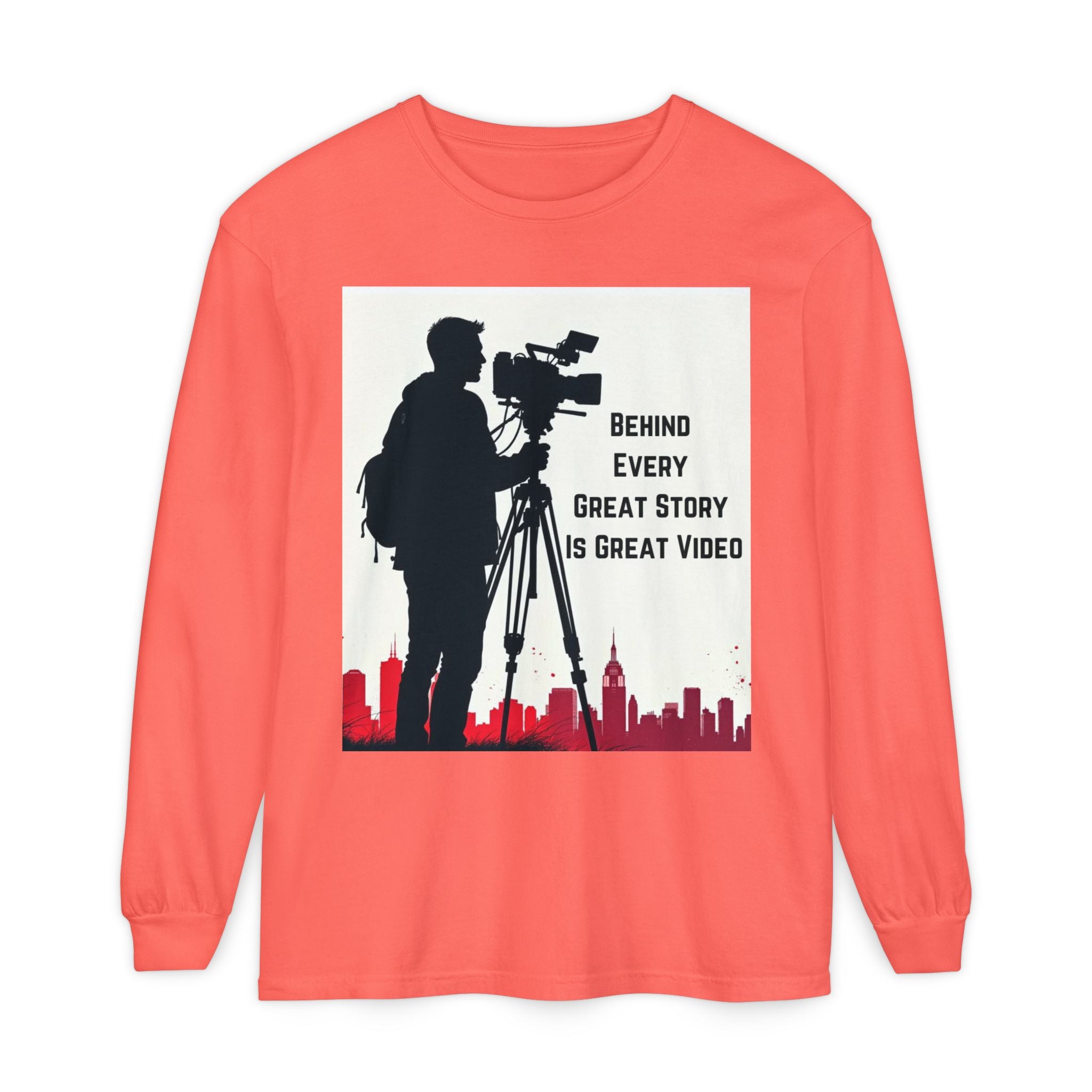 TV News Videographer: Unisex Garment-dyed Long Sleeve T-Shirt