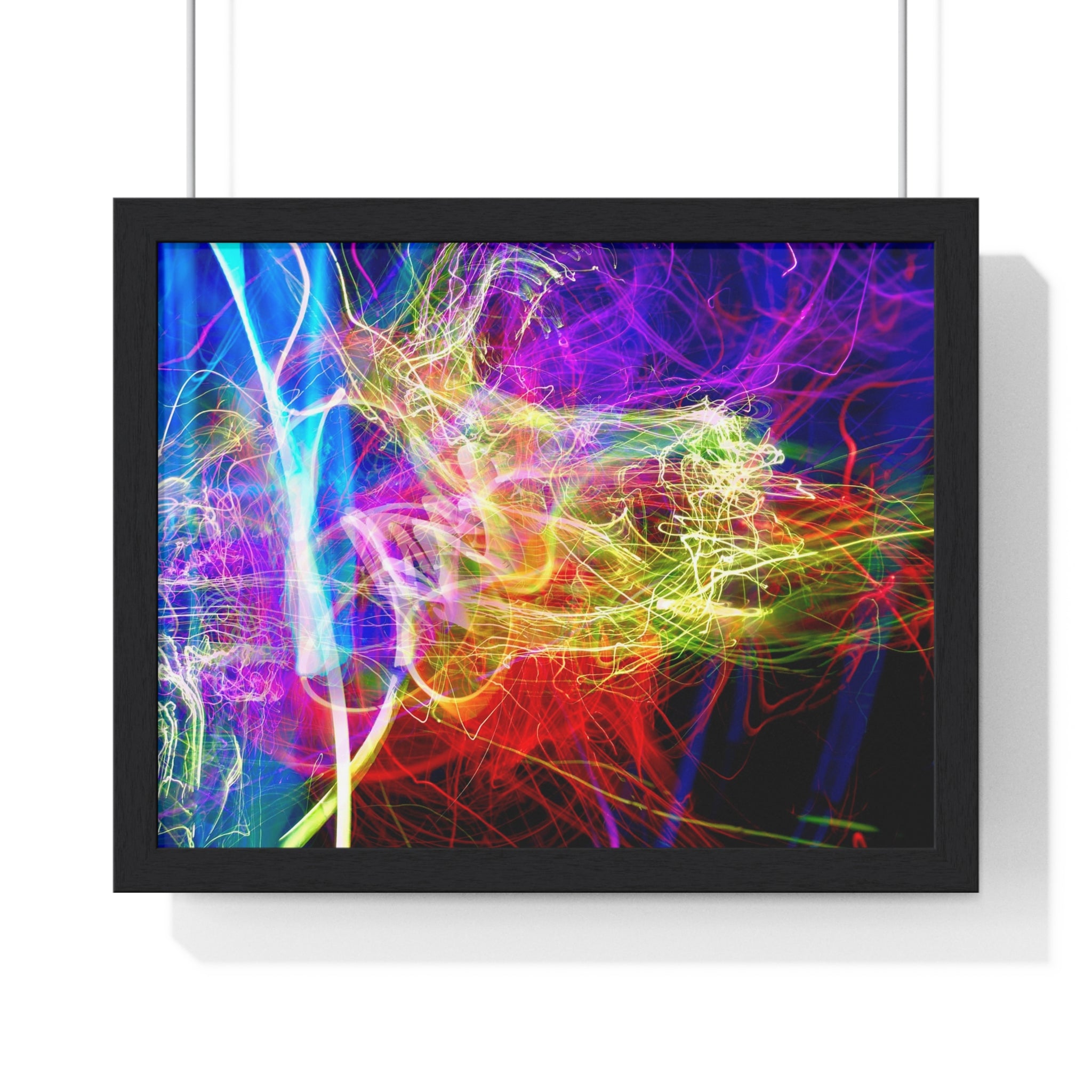 Abstract Light Painting Photography Framed Poster — Vibrant Colorful Wall Art