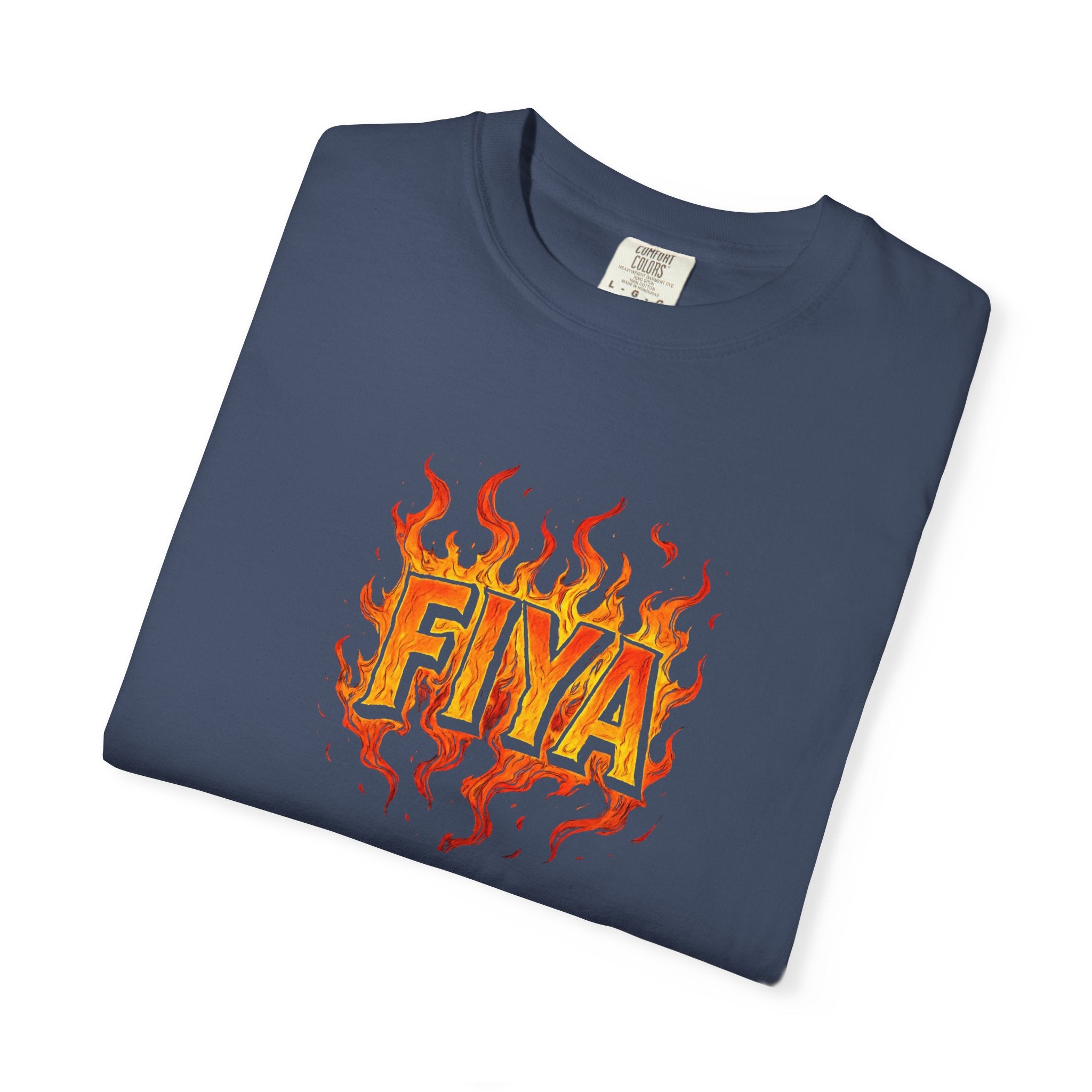 FIYA Flame Graphic T‑Shirt — Retro Fire Lettering Tee (Original Art)