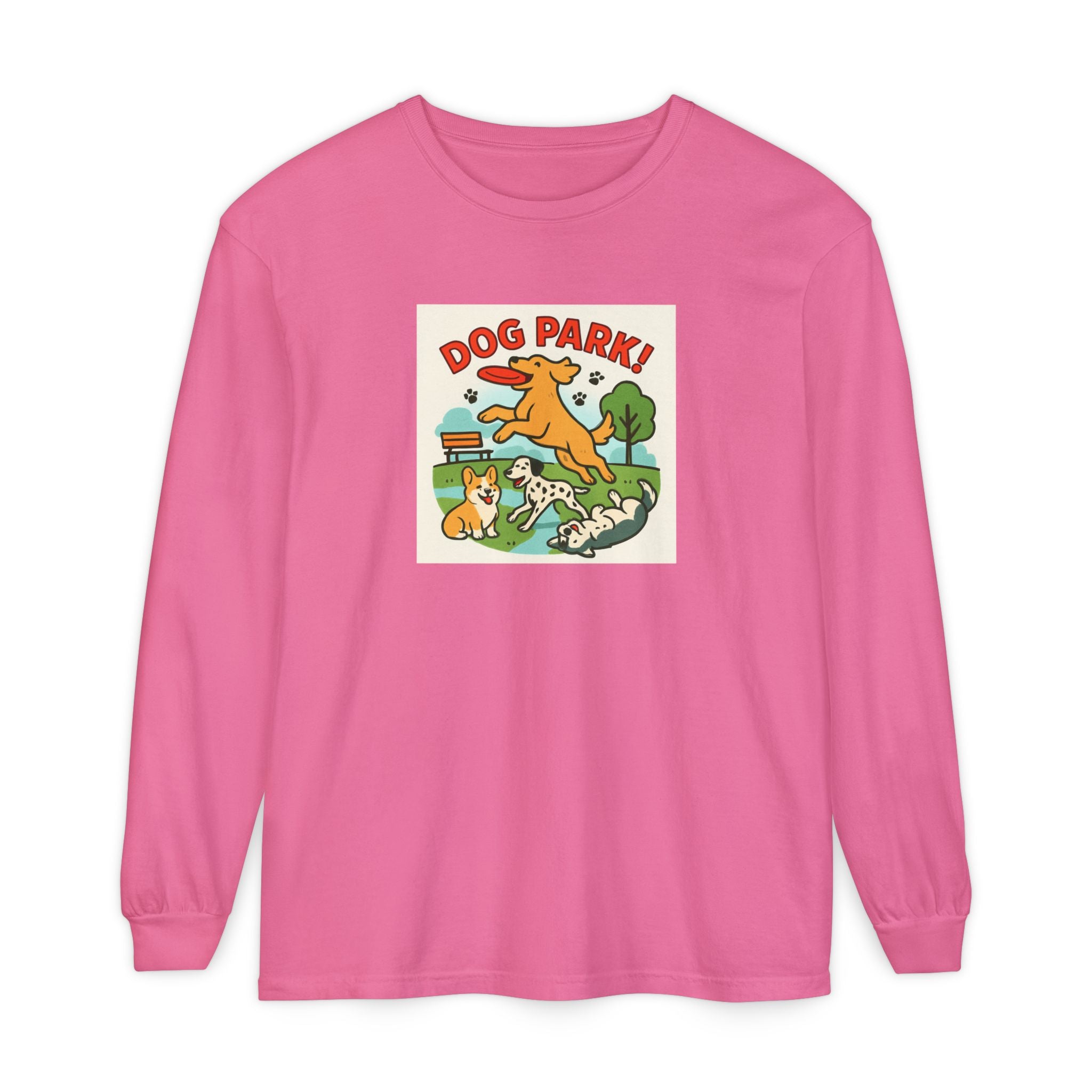Dog Park Unisex Garment-dyed Long Sleeve T-Shirt