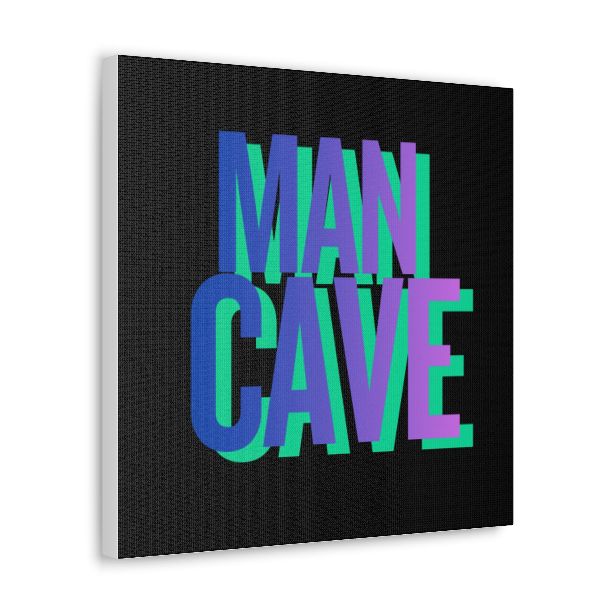 Man Cave Canvas Wall Art — Bold Neon 3D Typography Decor