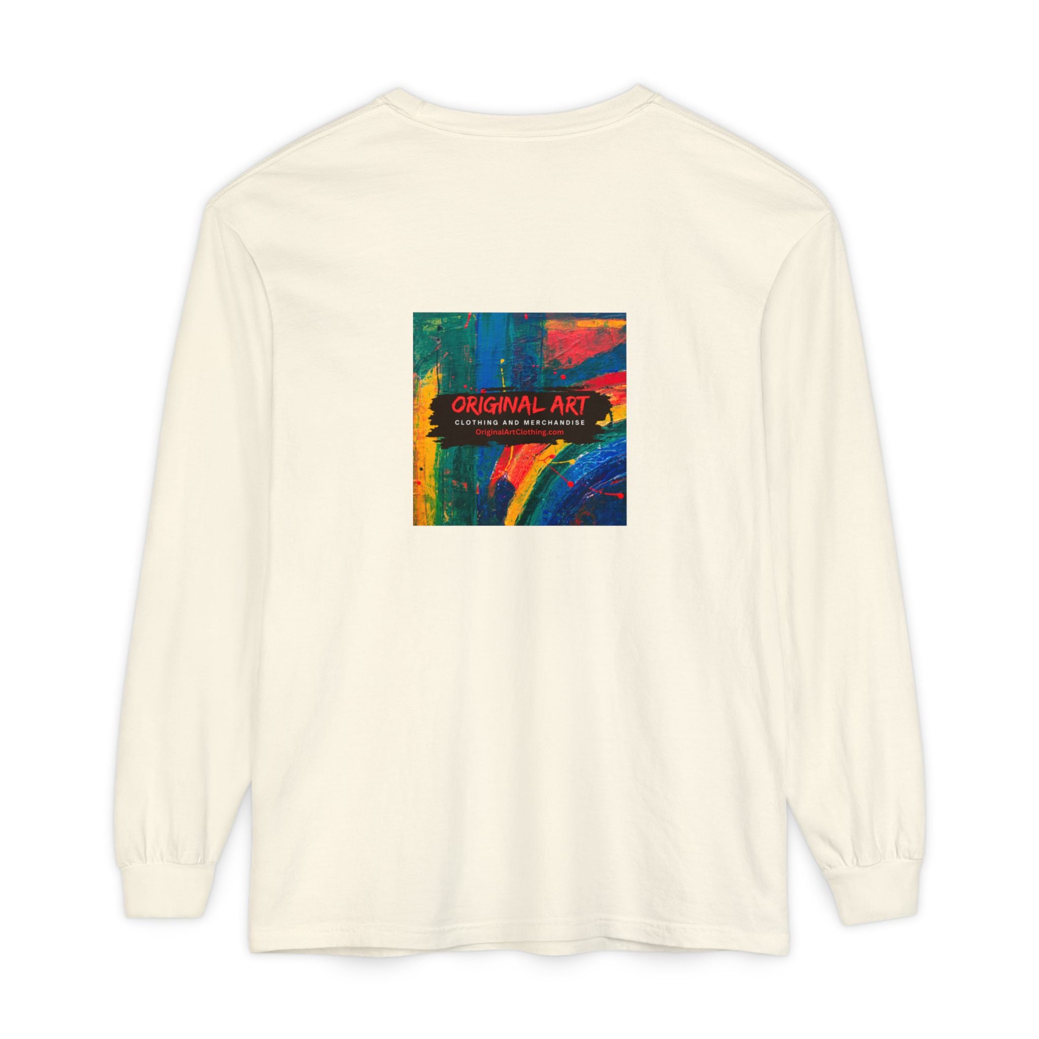 Teacher Long Sleeve T‑Shirt — “I teach. I help small humans become big thinkers.” with Colorful Original Art on Back