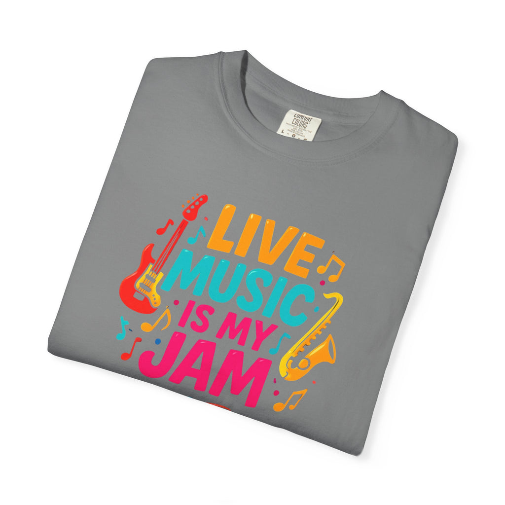 Live Music Is My Jam T-Shirt — Colorful Guitar Music Tee