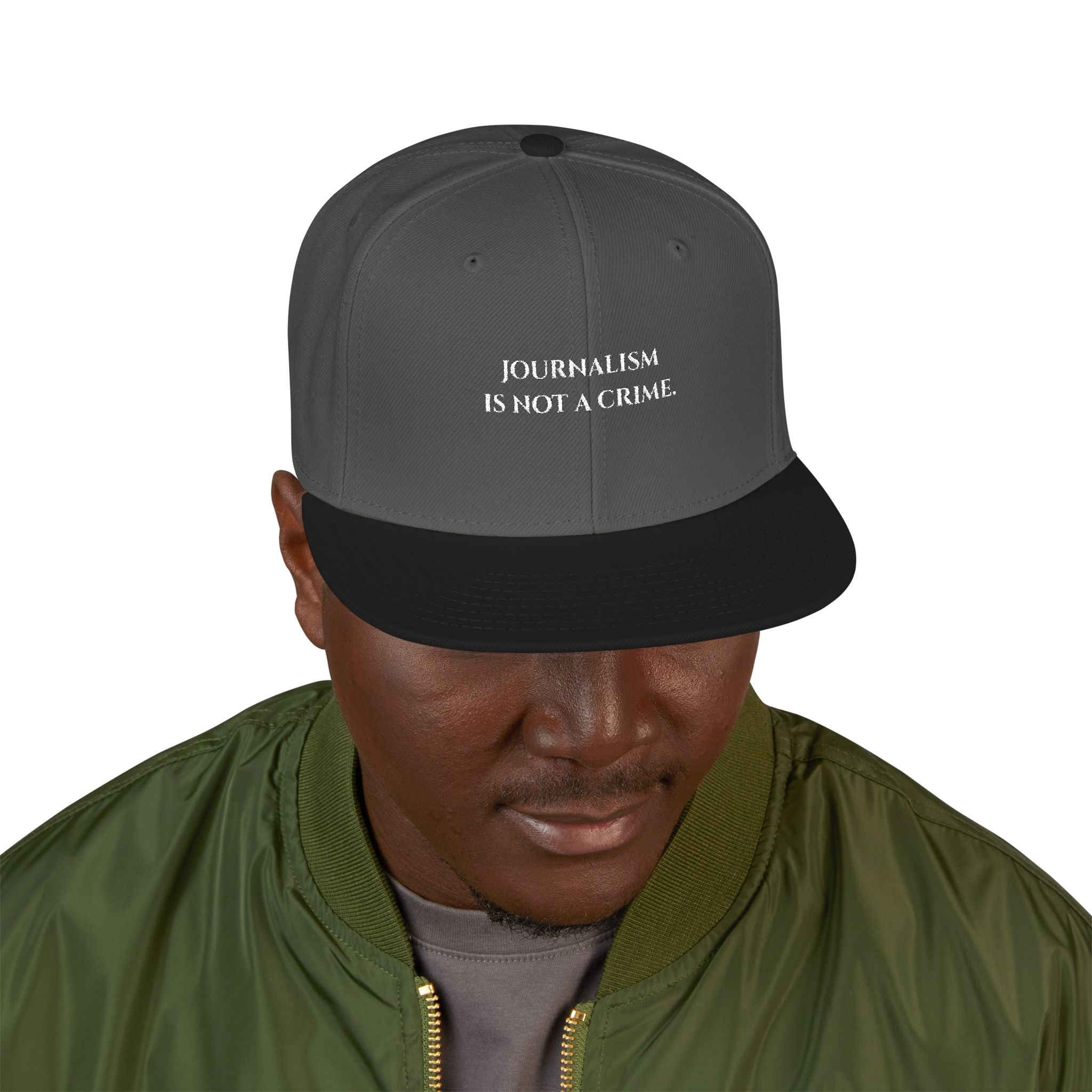 "Journalism is not a Crime" Embroidered Snapback Hat —