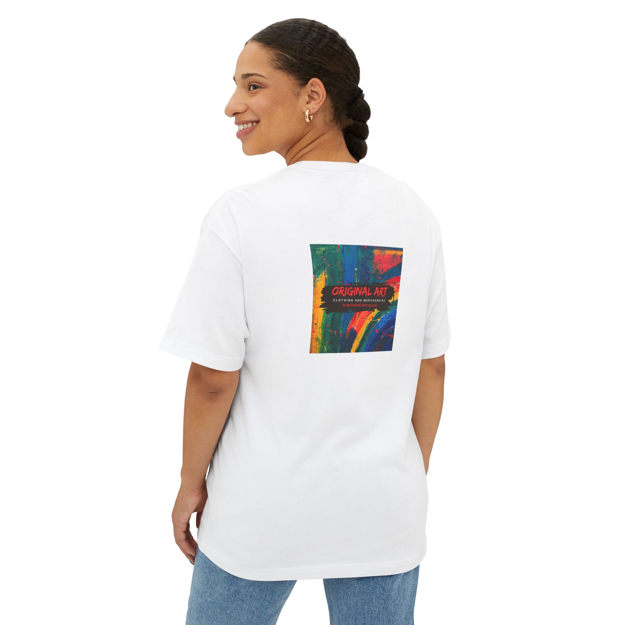 Teacher T‑Shirt — “I teach. It’s like directing a dramedy…” Oversized Boxy Tee with Colorful Back Art
