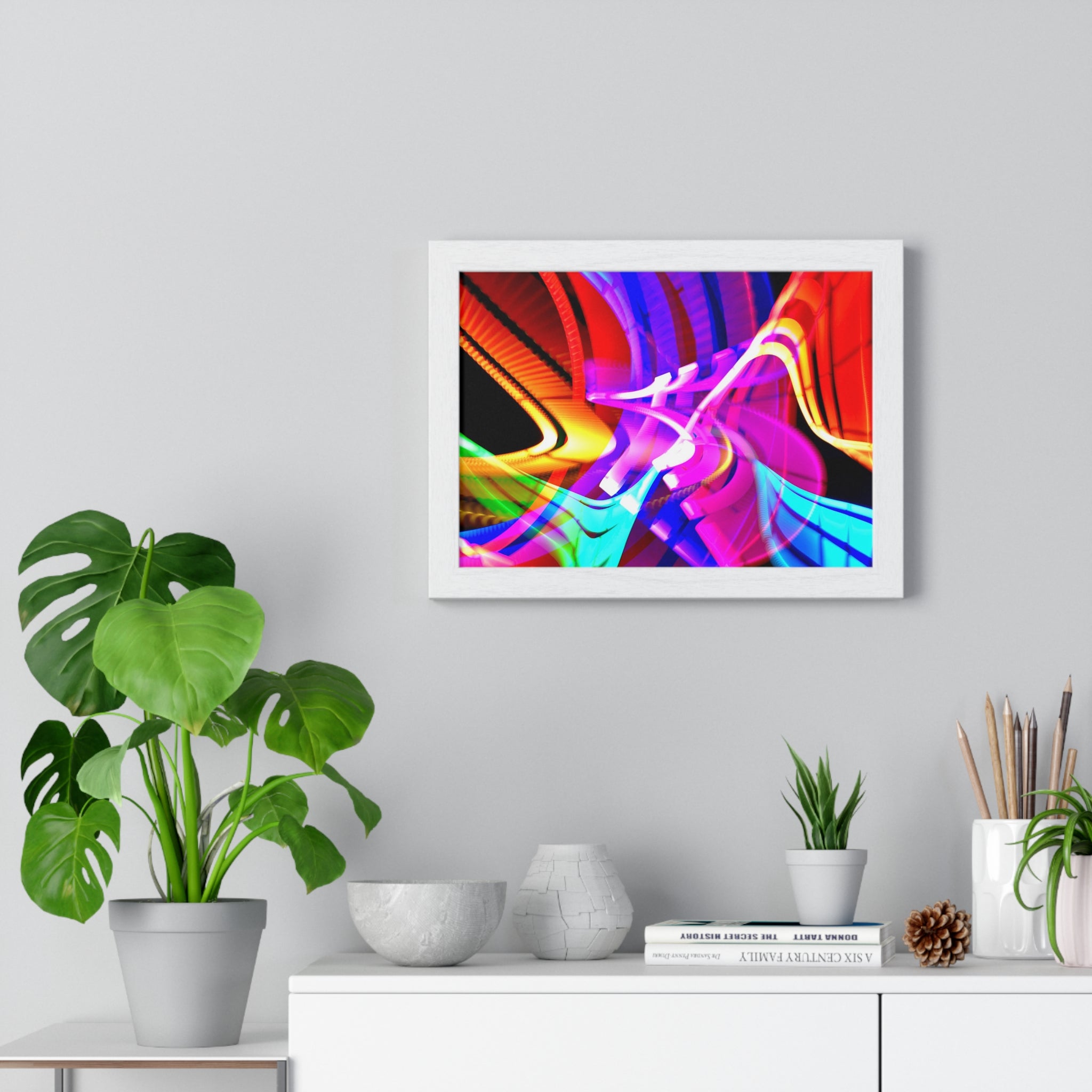 Original Light Painting Photograph Framed Colorful Wall Art