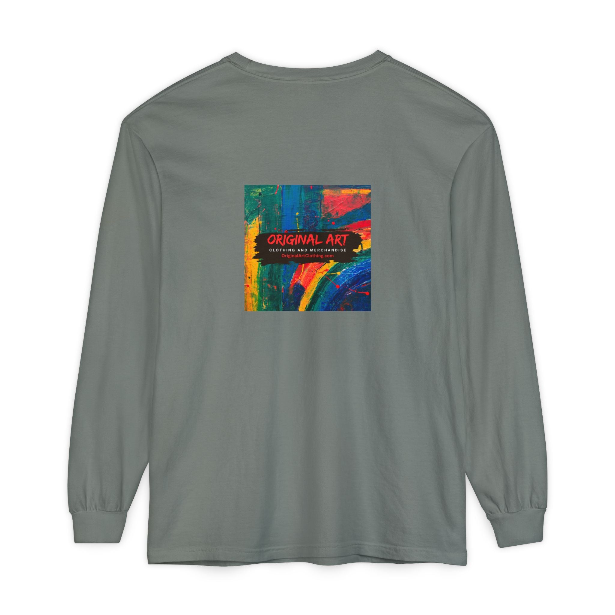 Teacher Long Sleeve T‑Shirt — “I teach. I help small humans become big thinkers.” with Colorful Original Art on Back