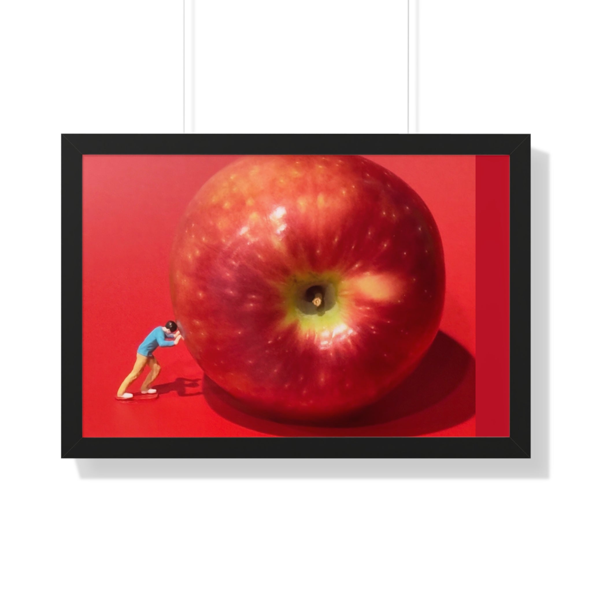 Framed Poster Giant Red Apple (Surreal Wall Art)