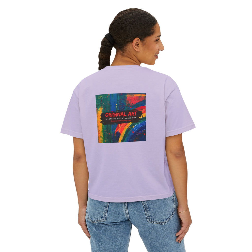Fancy Rainbow Boxy Tee — Colorful 'Fancy' Graphic Women's Shirt