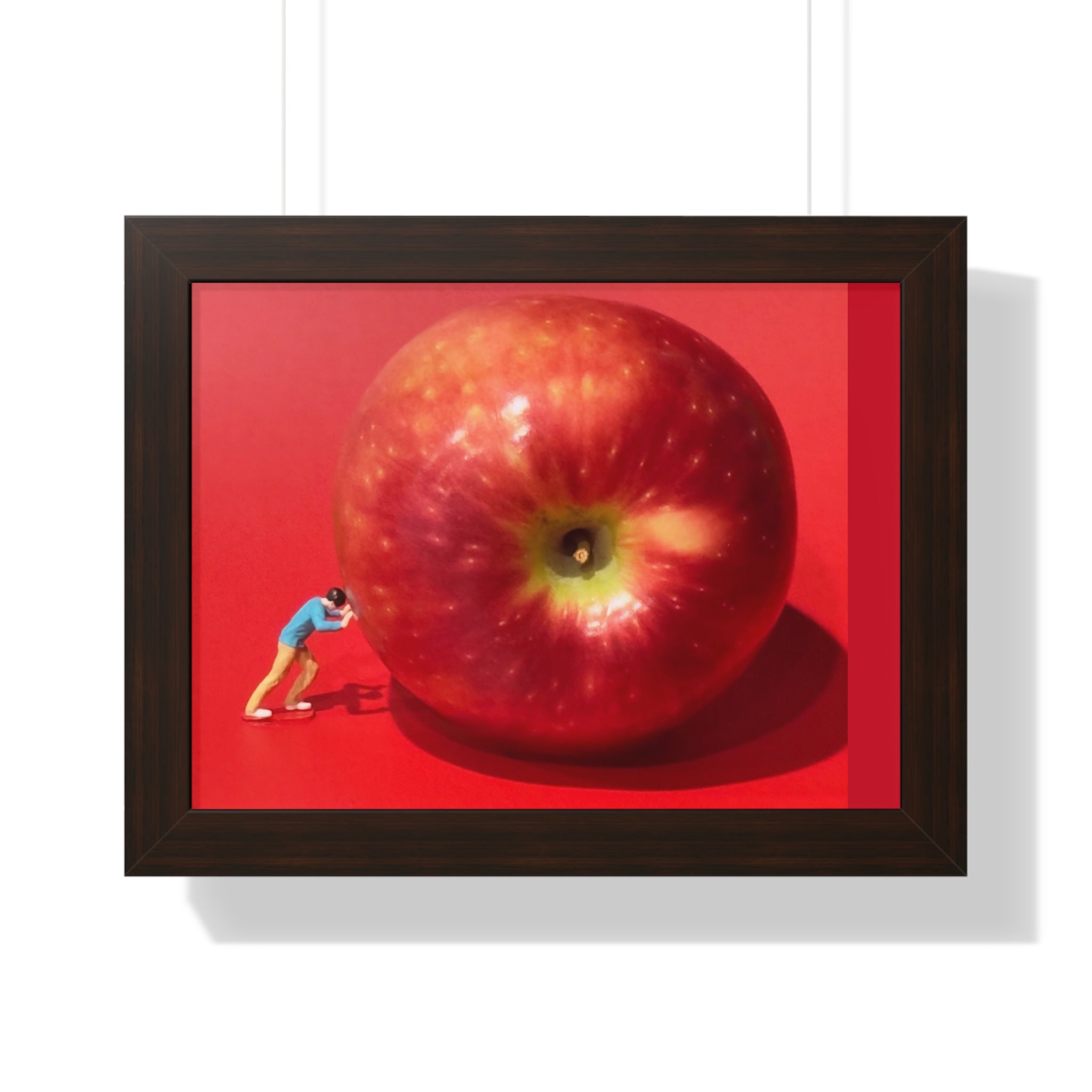 Framed Poster Giant Red Apple (Surreal Wall Art)