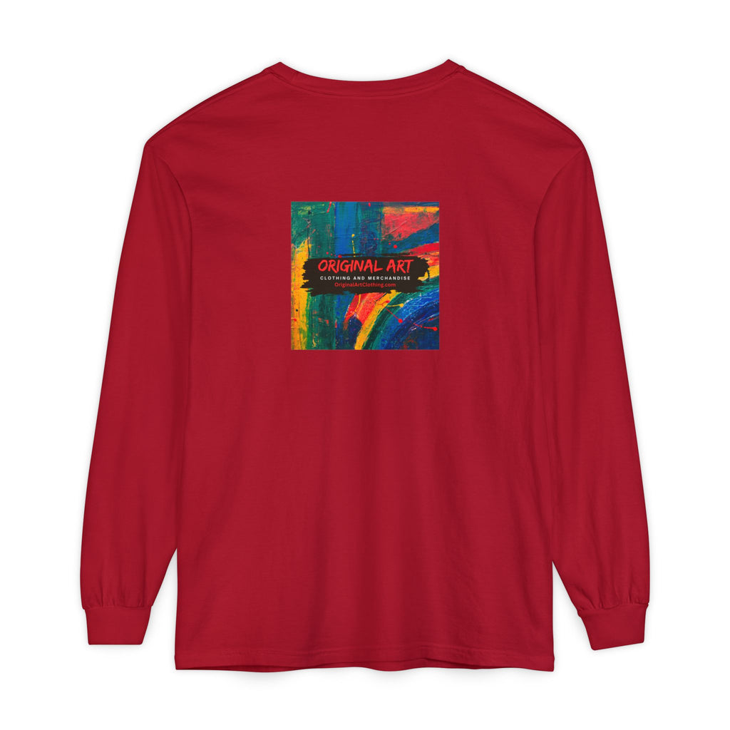 I Teach. Kids First. Long Sleeve Teacher T-Shirt — Colorful 'Original Art' Back Print