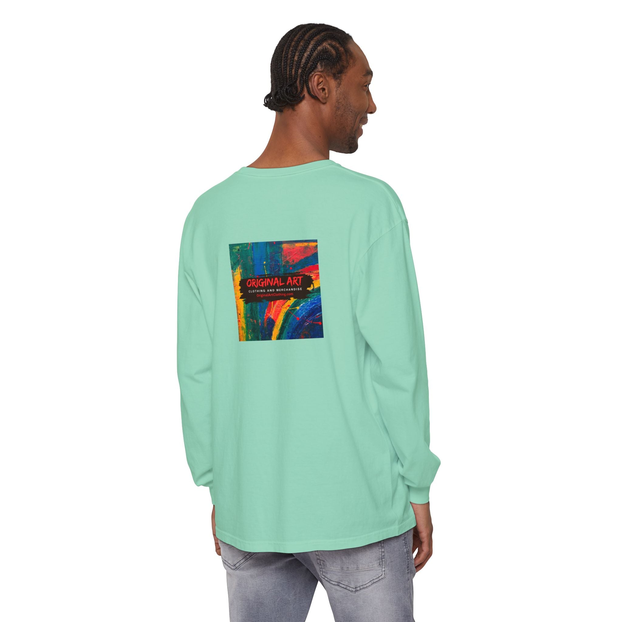 I Teach. Kids First. Long Sleeve Teacher T-Shirt — Colorful 'Original Art' Back Print