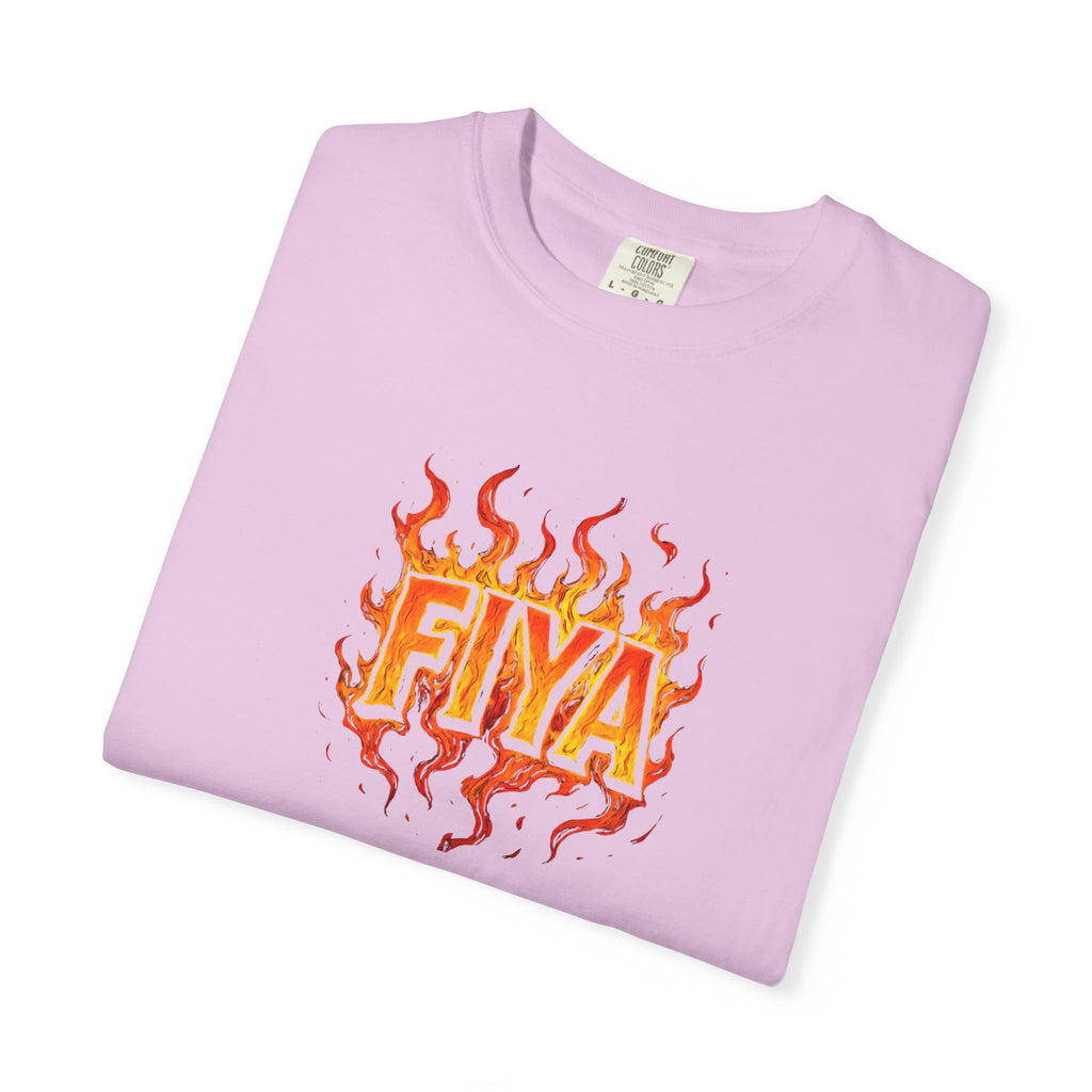 FIYA Flame Graphic T‑Shirt — Retro Fire Lettering Tee (Original Art)