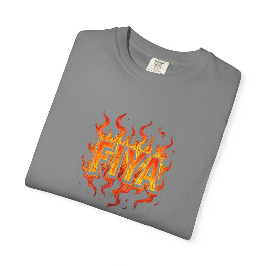 FIYA Flame Graphic T‑Shirt — Retro Fire Lettering Tee (Original Art)