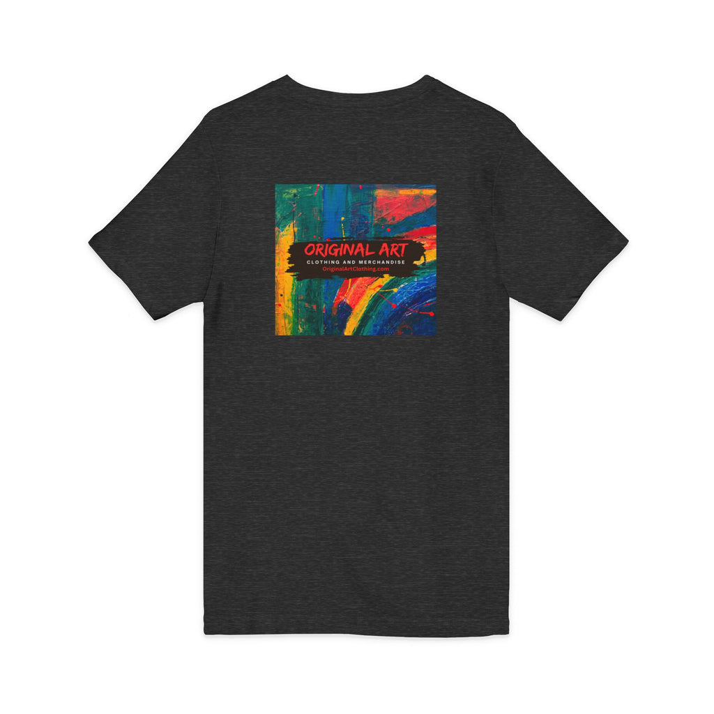 'Fancy" Colorful V-Neck Tee — 'Fancy' Front Script & Original Art Back