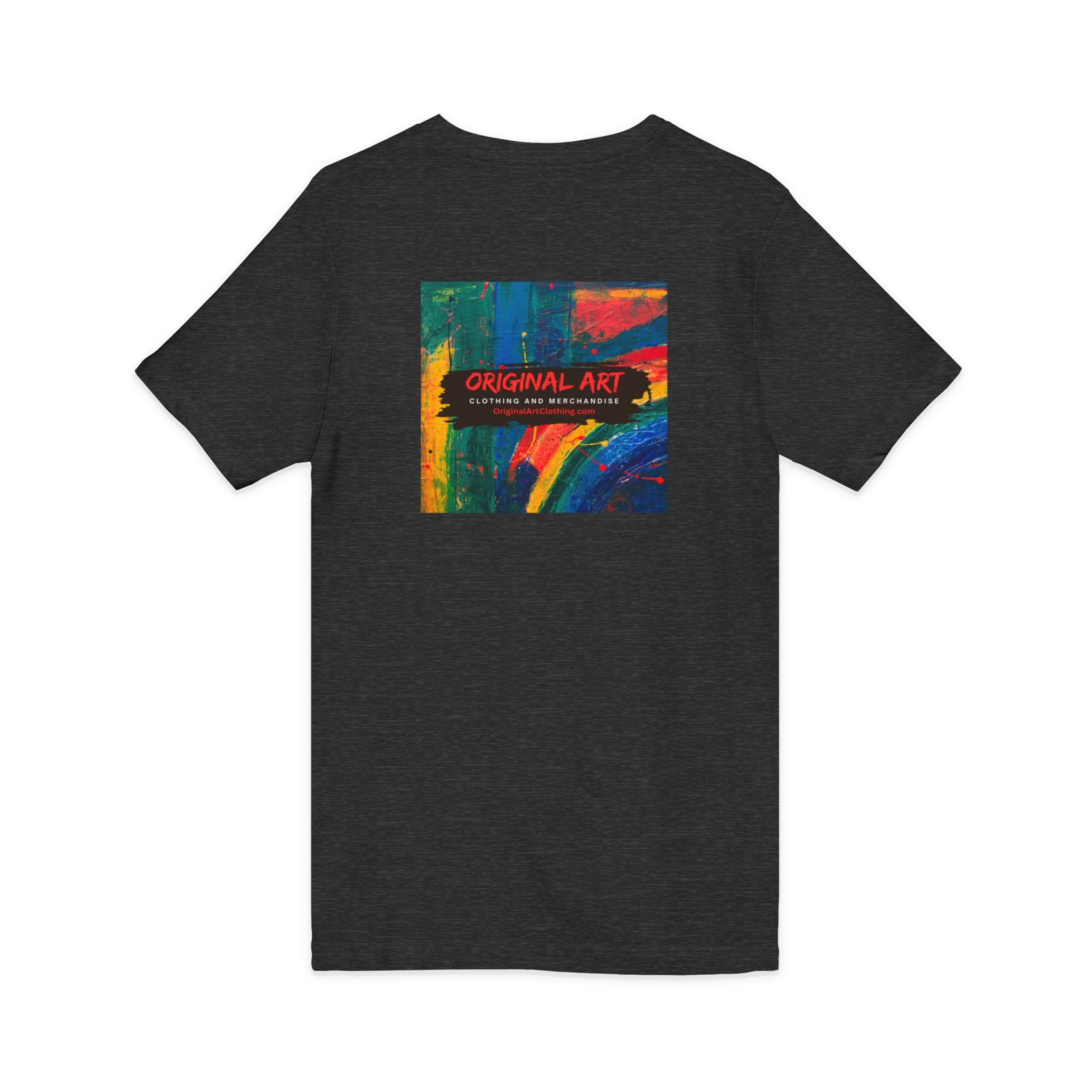 'Fancy" Colorful V-Neck Tee — 'Fancy' Front Script & Original Art Back