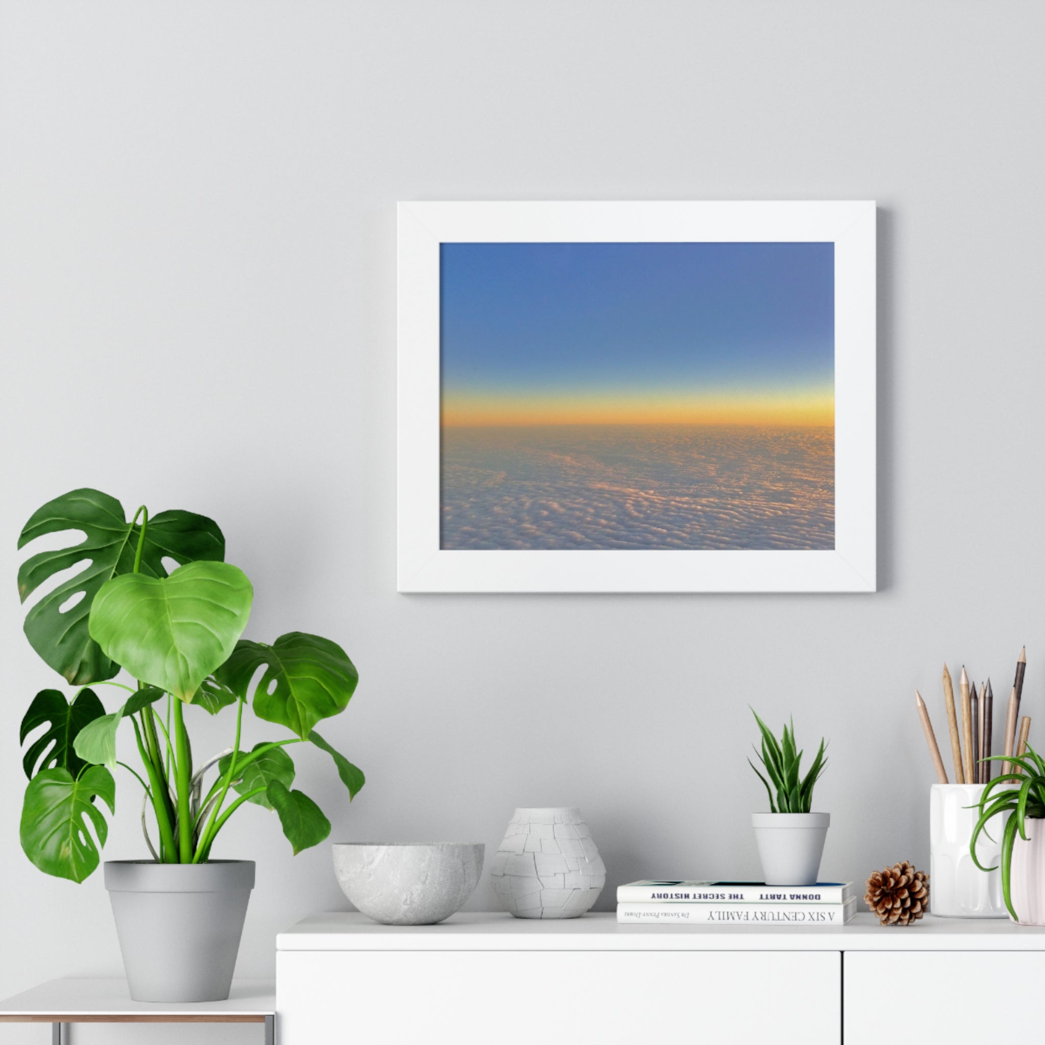 Sunset Over Clouds Framed Horizontal Poster