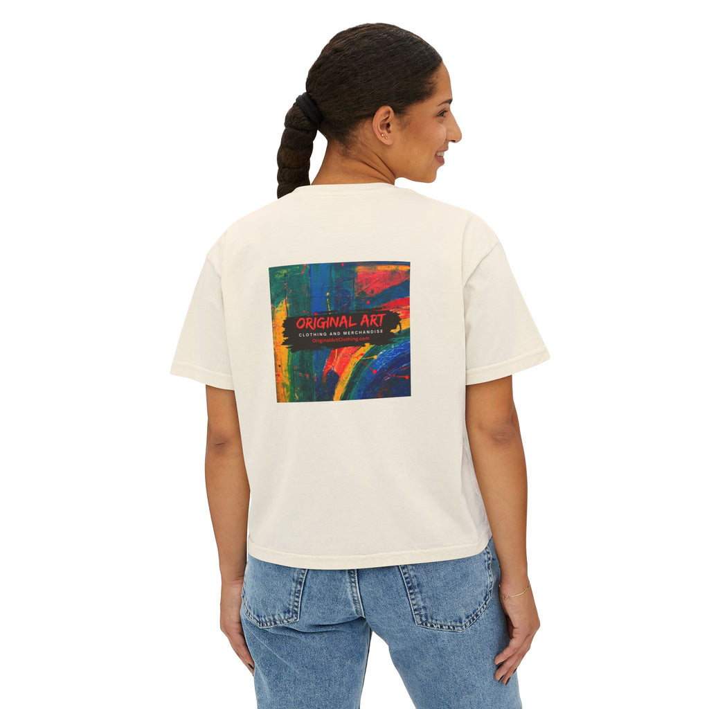 Fancy Rainbow Boxy Tee — Colorful 'Fancy' Graphic Women's Shirt