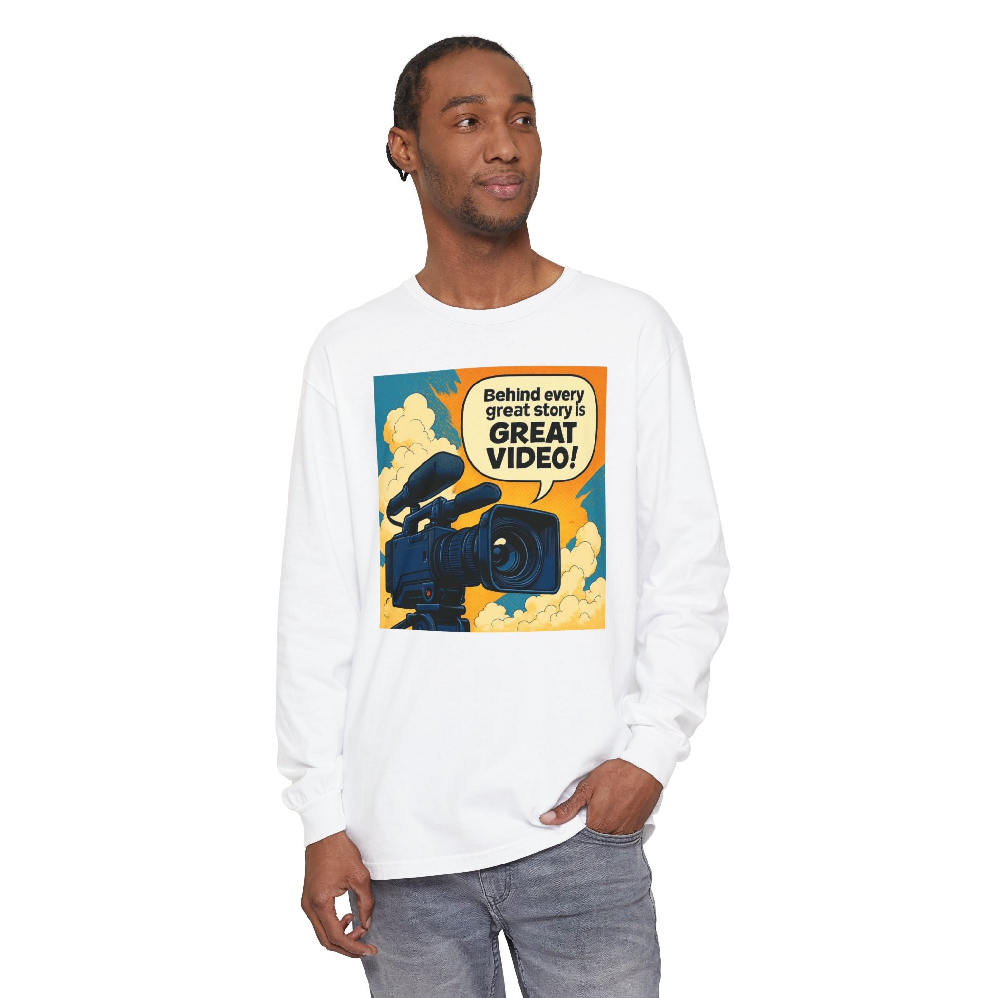 TV News Videographer  Long Sleeve T-Shirt, Great Video Gift, Media Production Apparel, Perfect for Filmmakers, Storyteller Style