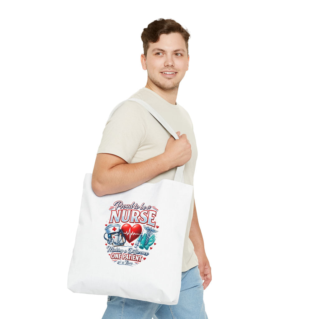 Nurse Tote Bag - "Proud to be a Nurse" Medical Heartbeat Design