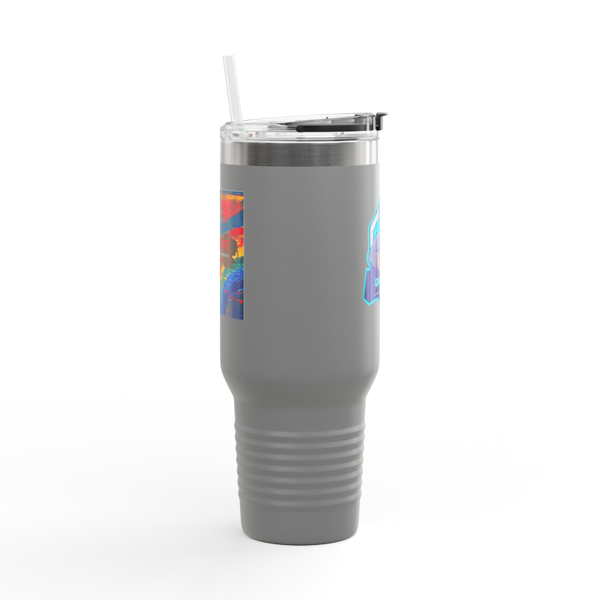 40oz Insulated Travel Mug — Gamer "Game On" Graphic, Thermal Tumbler for Gamers & Streamers