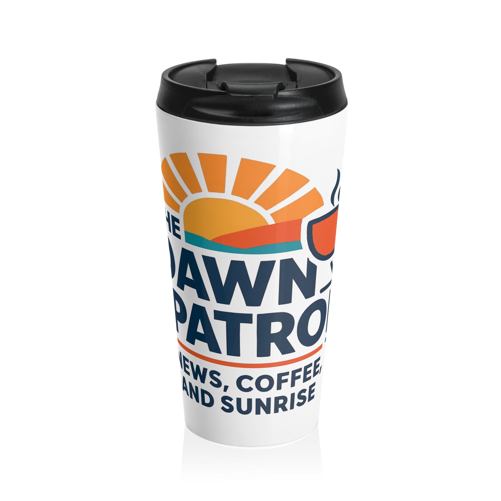 Travel Mug — "Dawn Patrol" Coffee & Sunrise Stainless Steel Tumbler