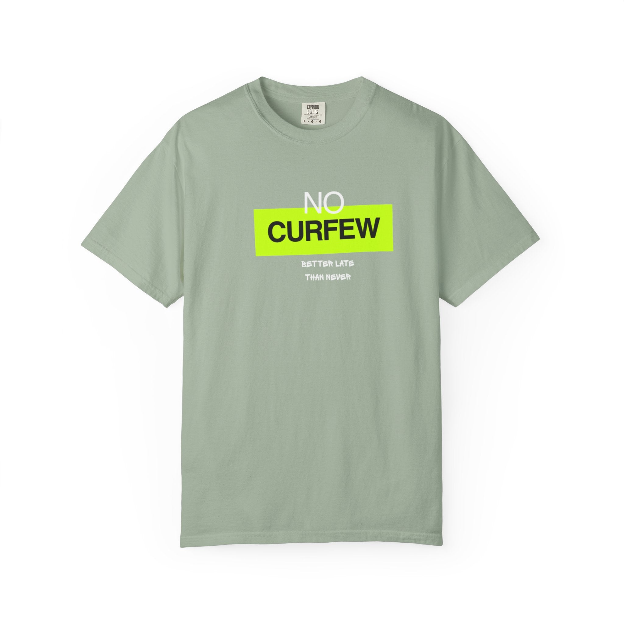 No Curfew Unisex Garment-Dyed T-Shirt | Casual Statement Tee | Gift for Night Owls, Festival Wear, Summer Essential