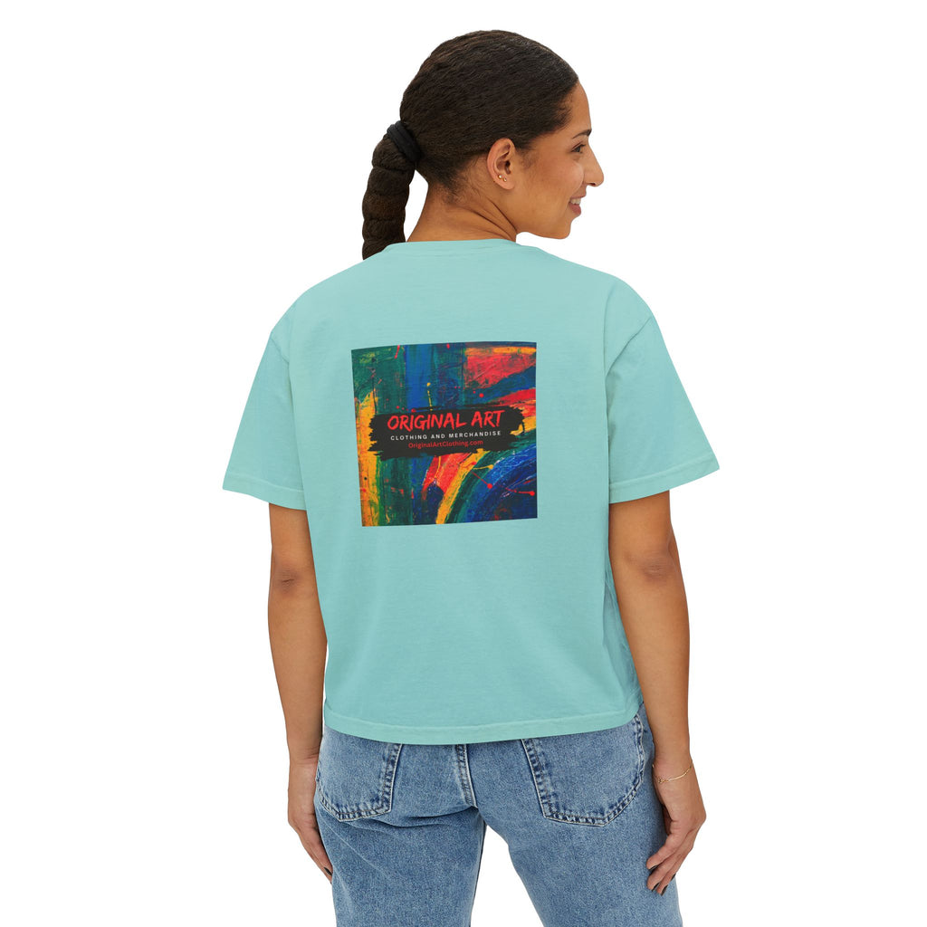 Fancy Rainbow Boxy Tee — Colorful 'Fancy' Graphic Women's Shirt
