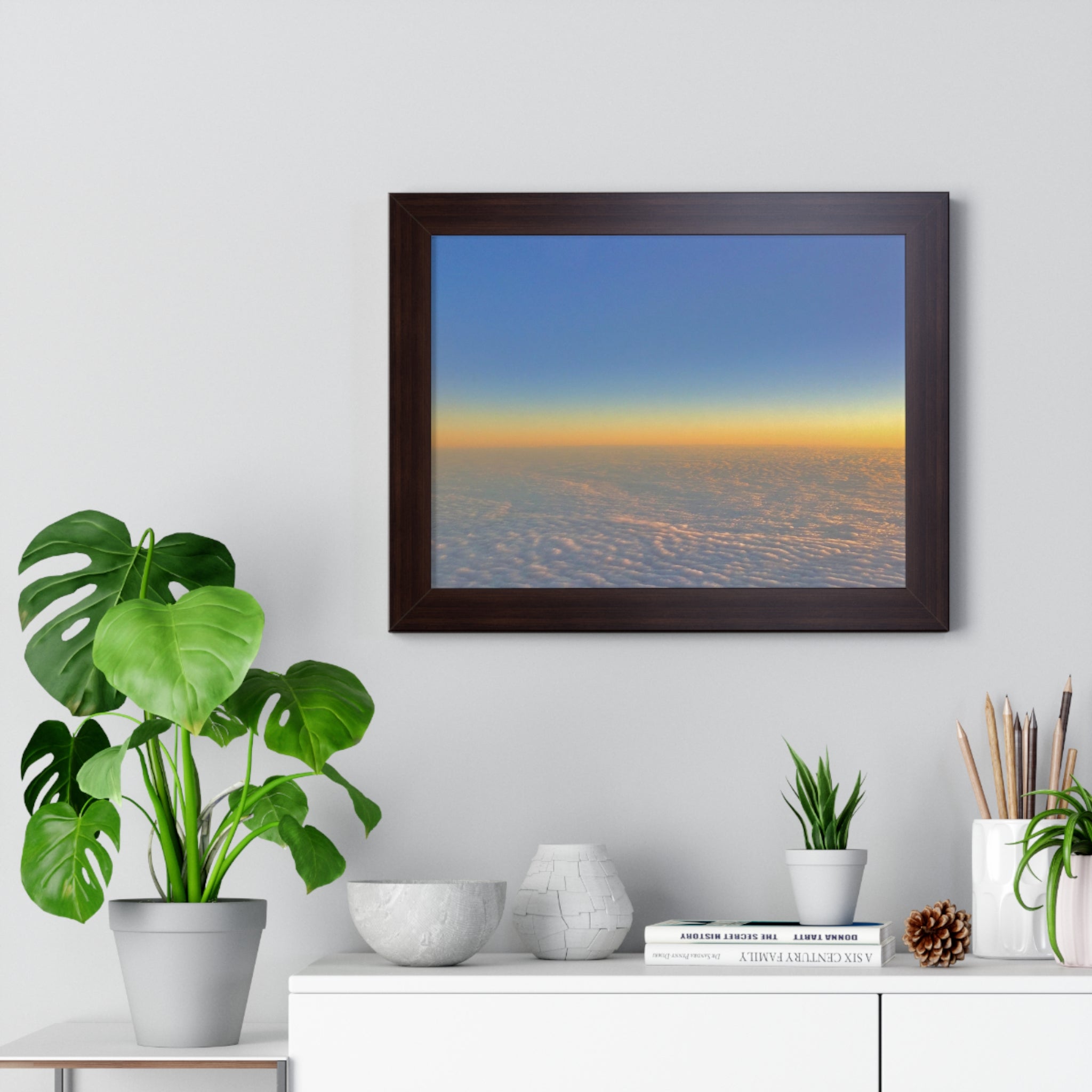 Sunset Over Clouds Framed Horizontal Poster