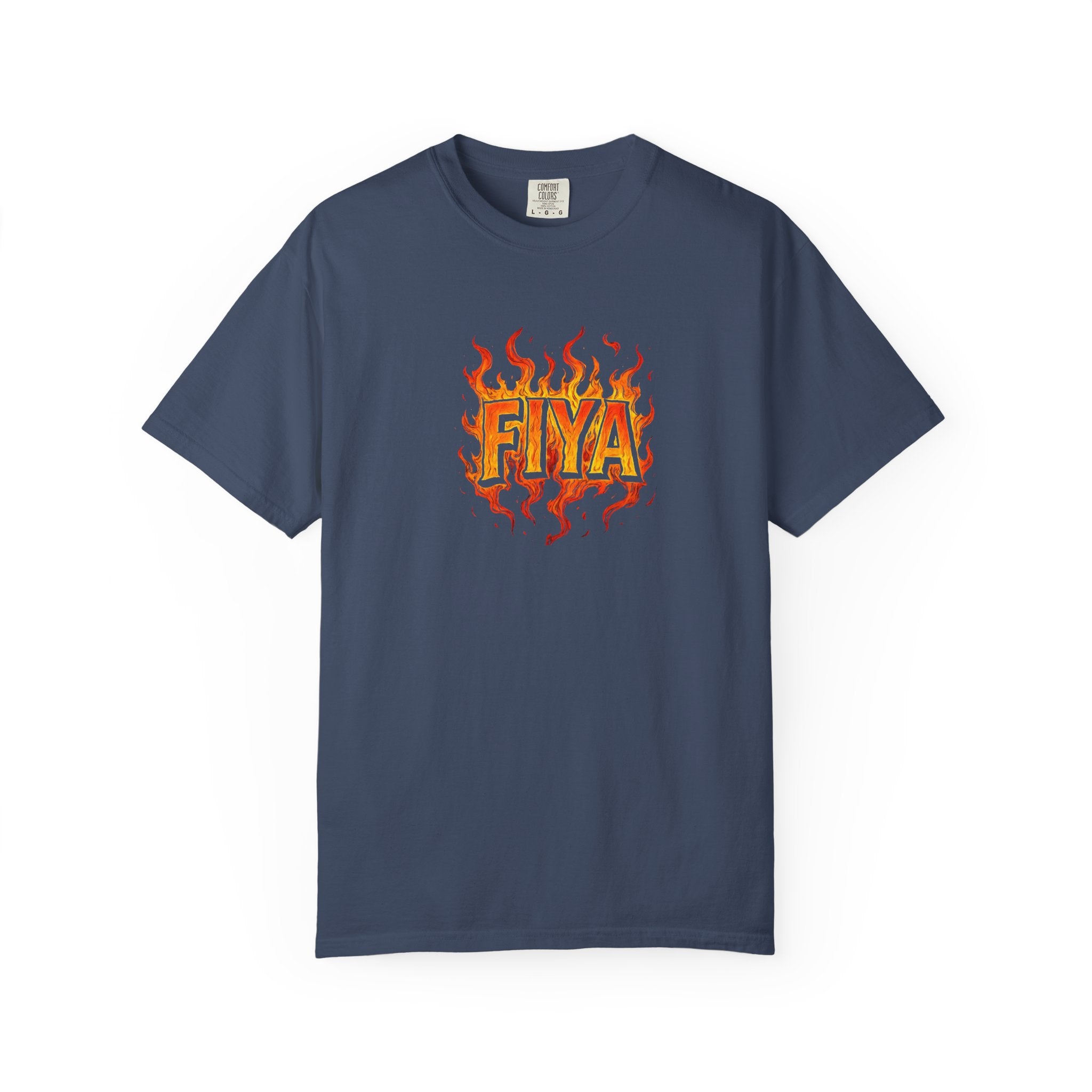 FIYA Flame Graphic T‑Shirt — Retro Fire Lettering Tee (Original Art)