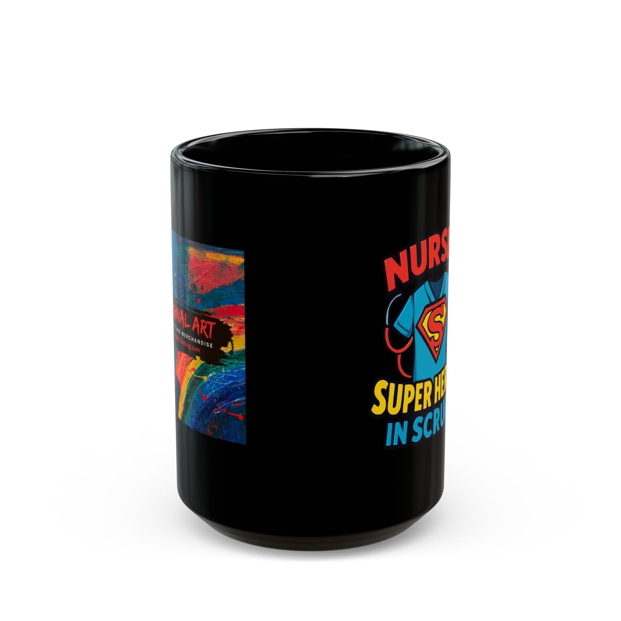 Nurses Superheroes in Scrubs Black Mug — 11oz & 15oz