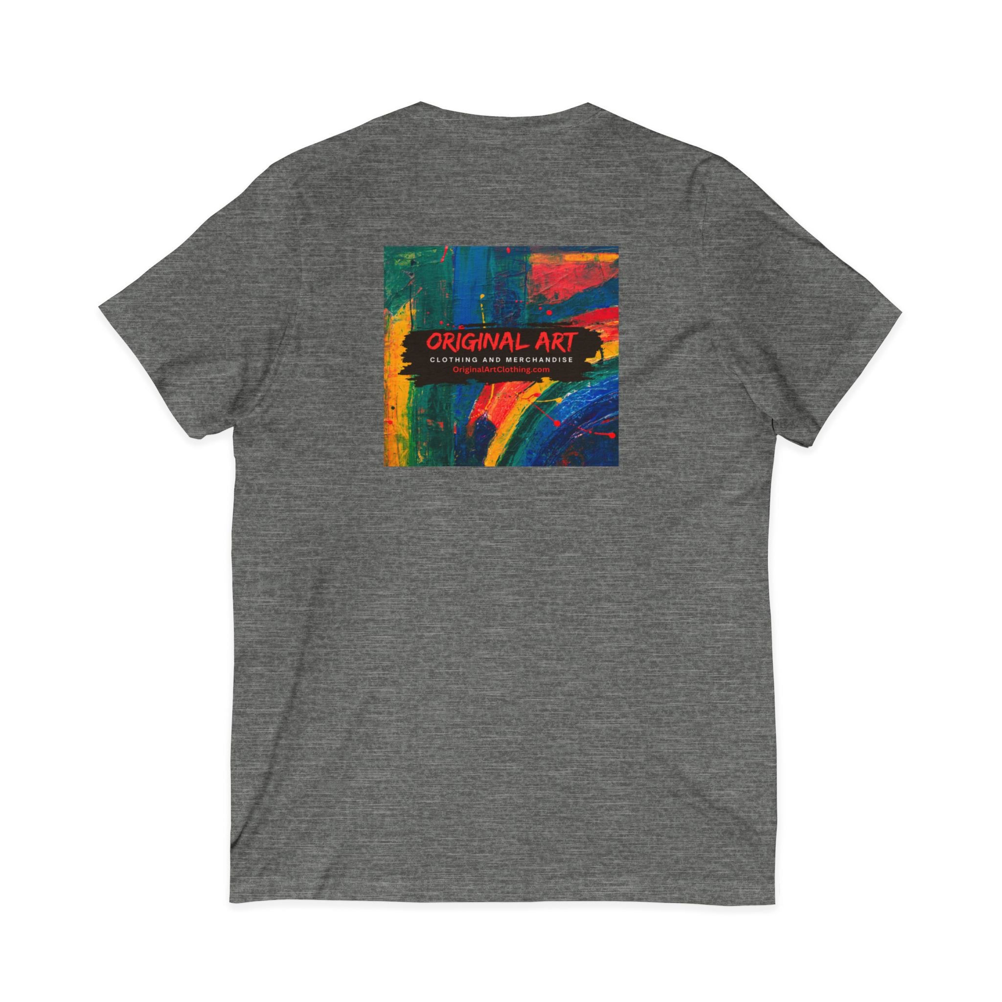 'Fancy" Colorful V-Neck Tee — 'Fancy' Front Script & Original Art Back