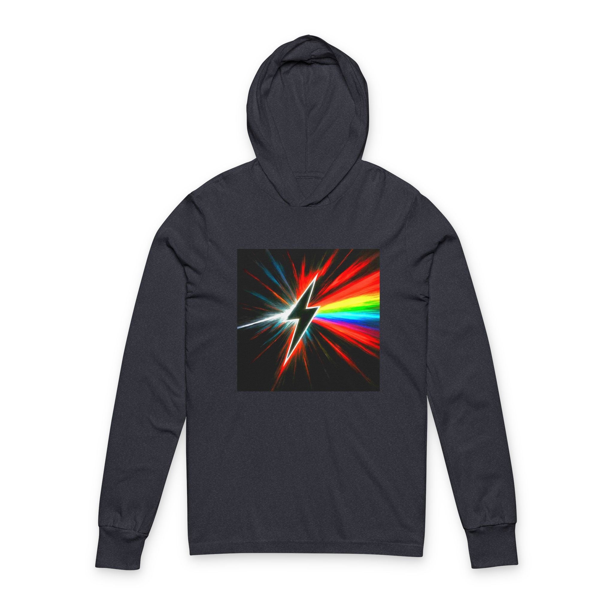 Lightning Prism Hoodie Tee — Retro Rainbow Bolt Graphic Long-Sleeve