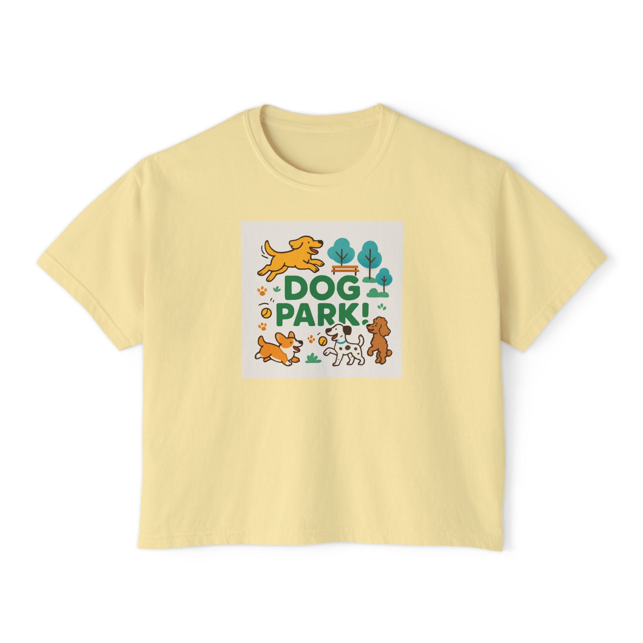 Dog Park Women's Boxy Tee, Cute Pet Lover Shirt, Casual Tee for Dog Owners, Gift for Dog Lovers, Fun T-Shirt for Pet Days