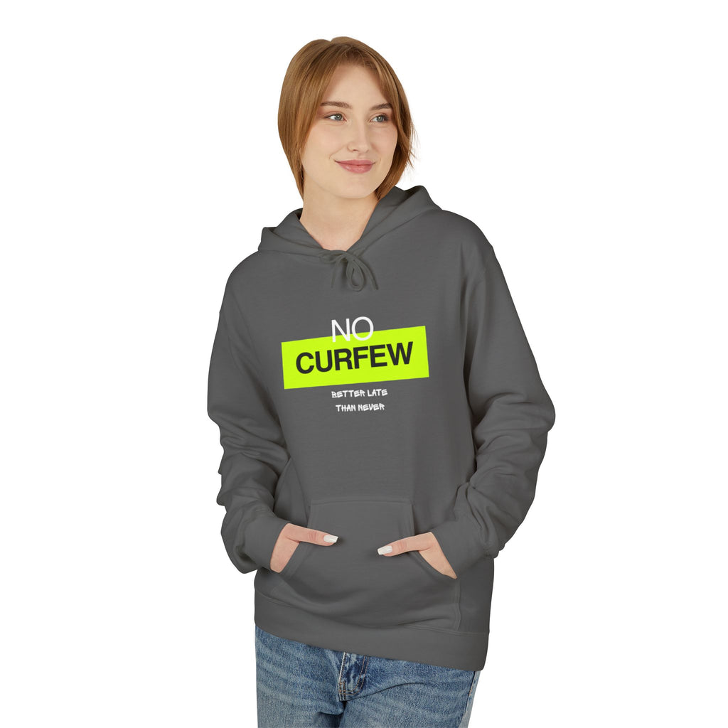 No Curfew Hoodie, Fun Casual Wear, Unisex Fleece Sweatshirt, Perfect Gift for Teens, Relaxed Lounge Apparel, Streetwear Style